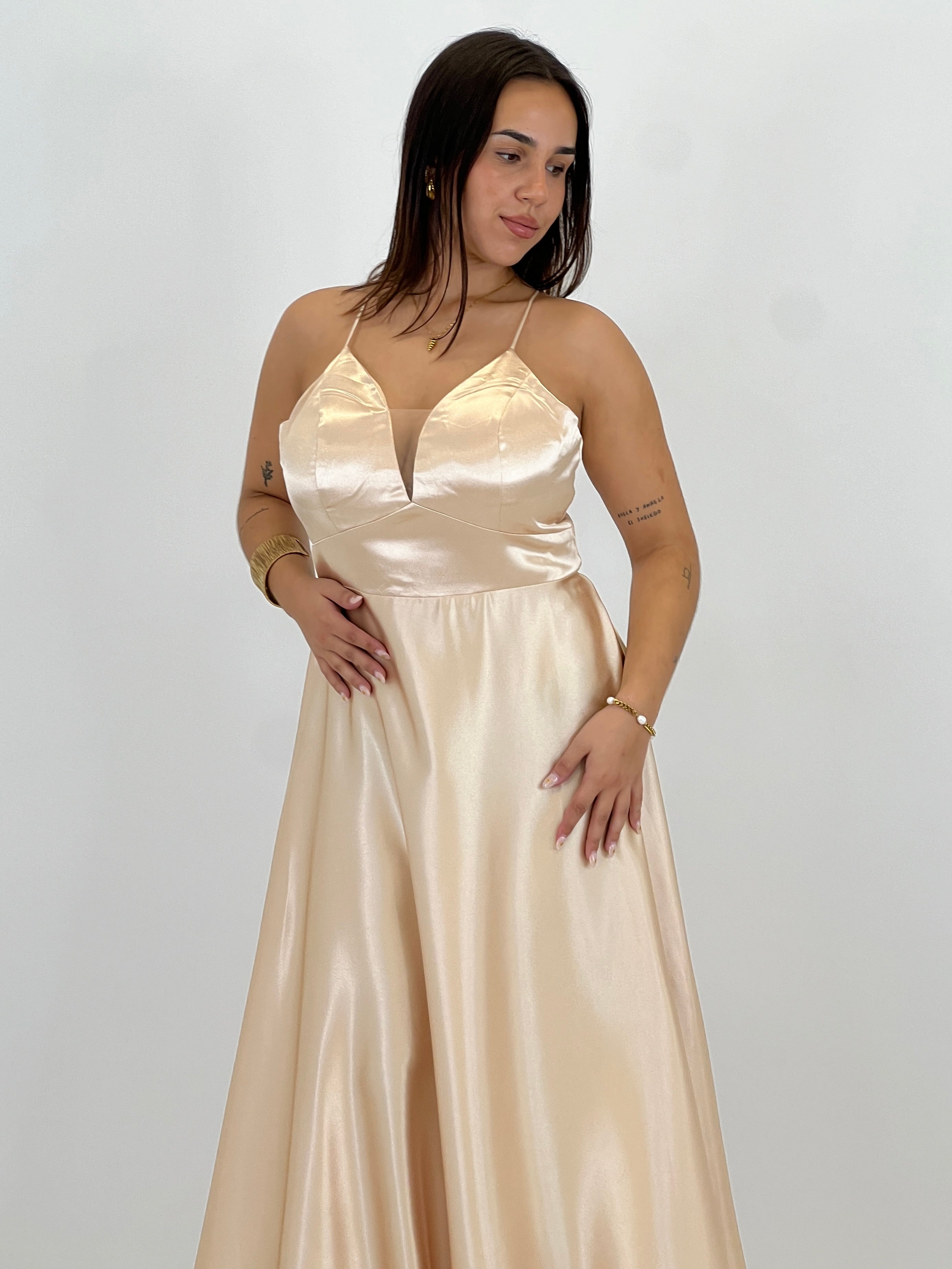 Vestido raso ceremonia Emma