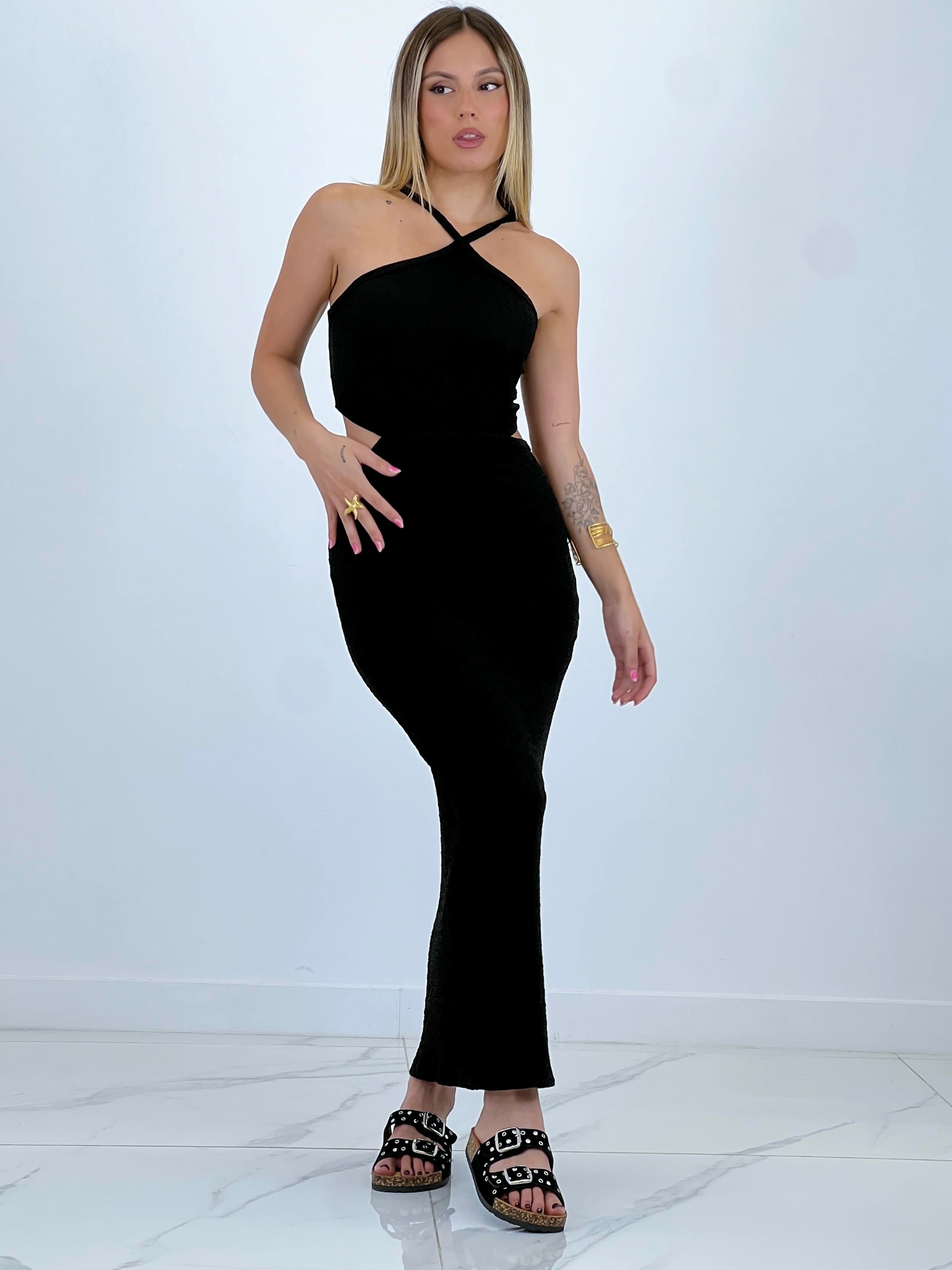 Vestido cut out textura India