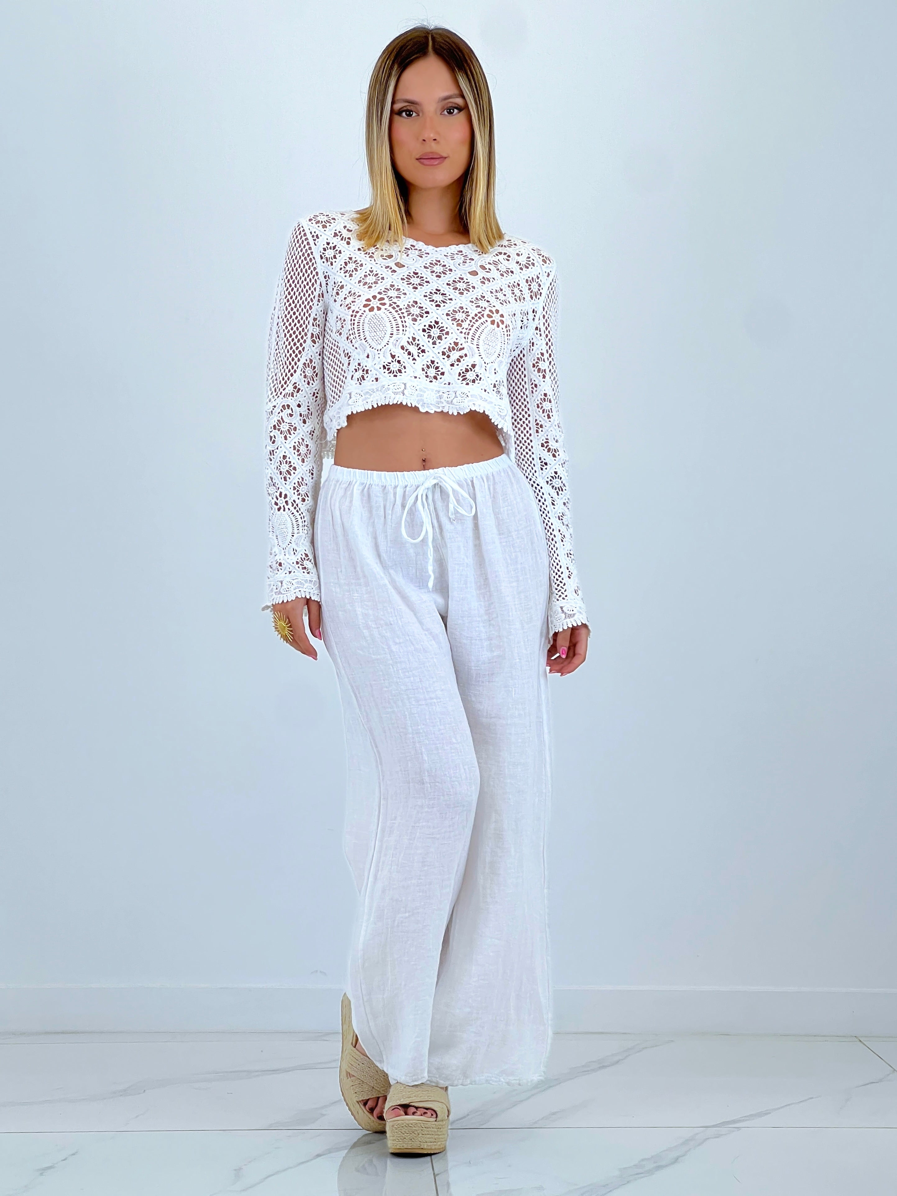 Jersey manga acampanada croché