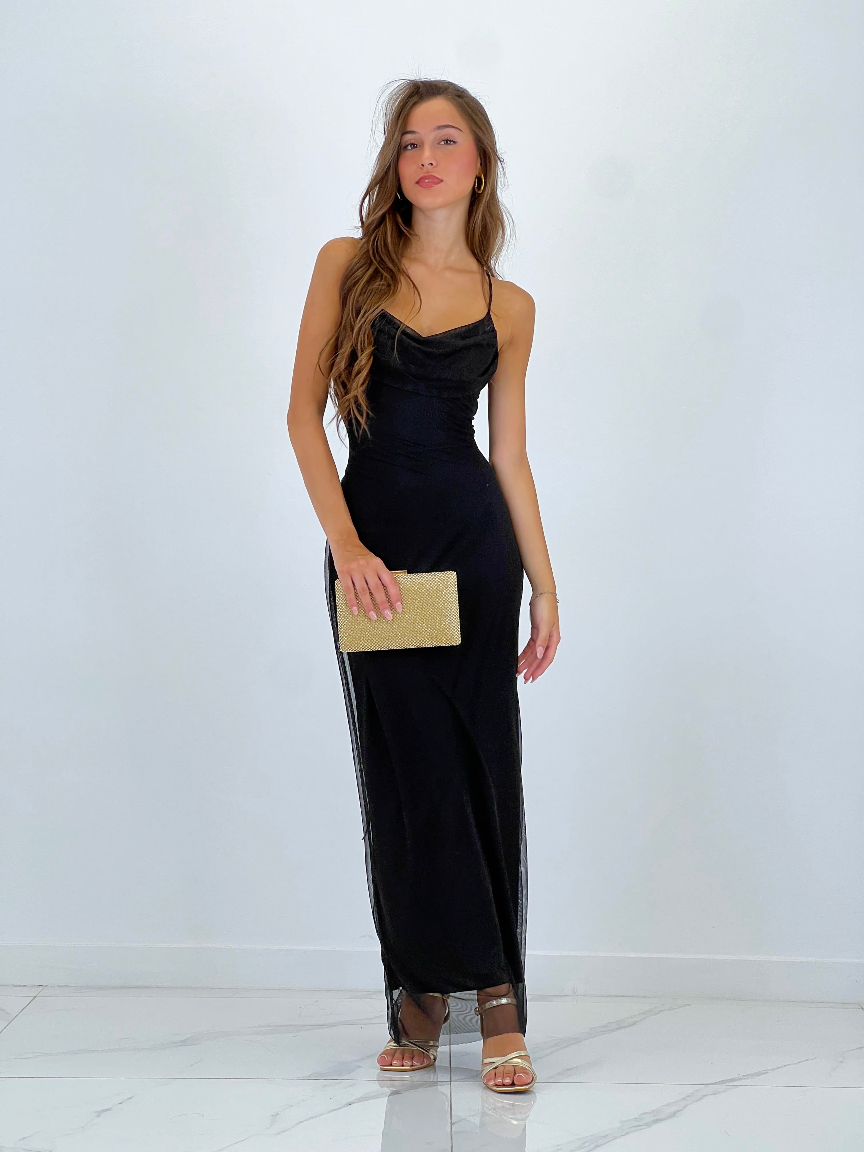 Vestido midi tirante tul