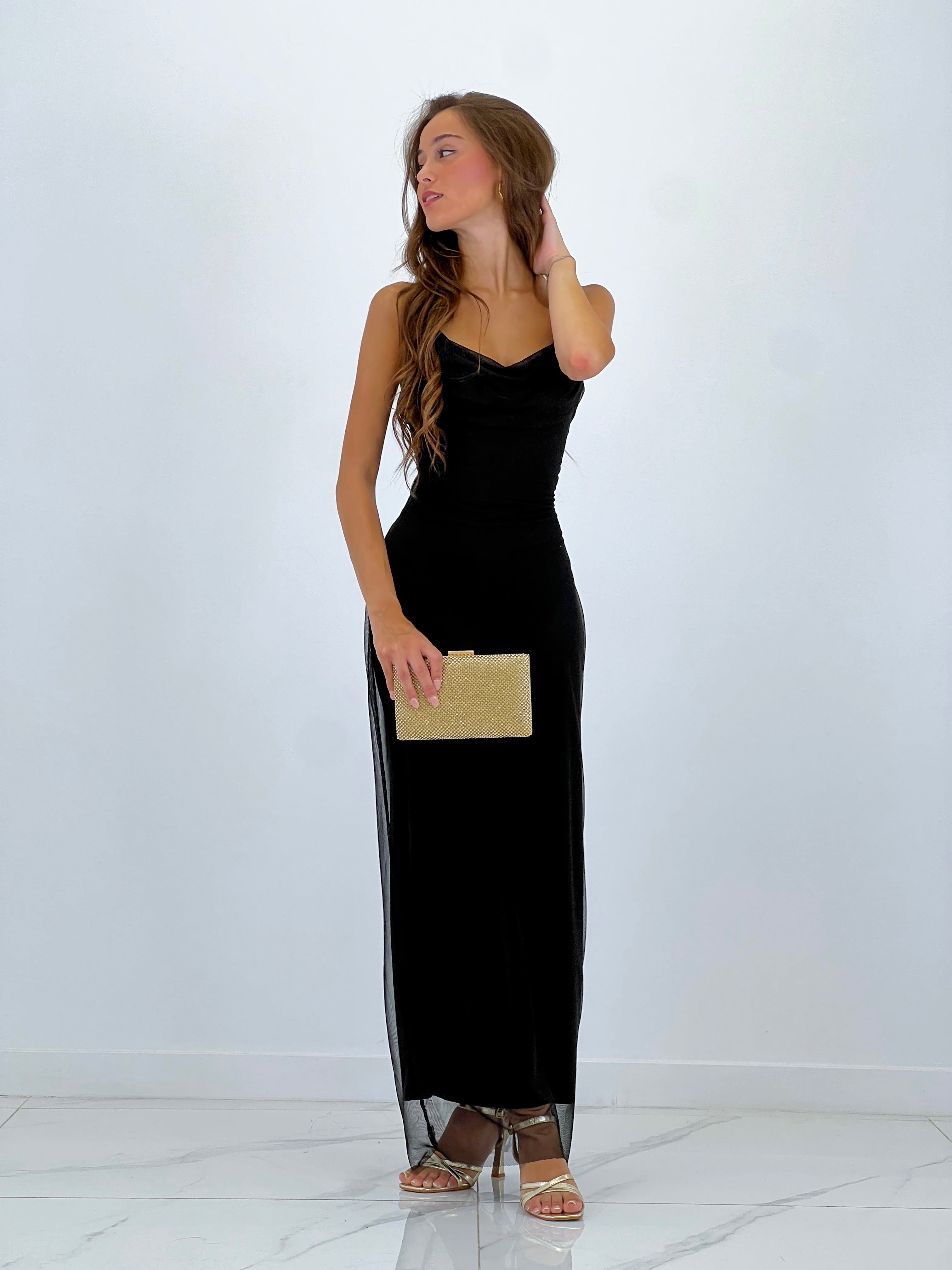 Vestido midi tirante tul