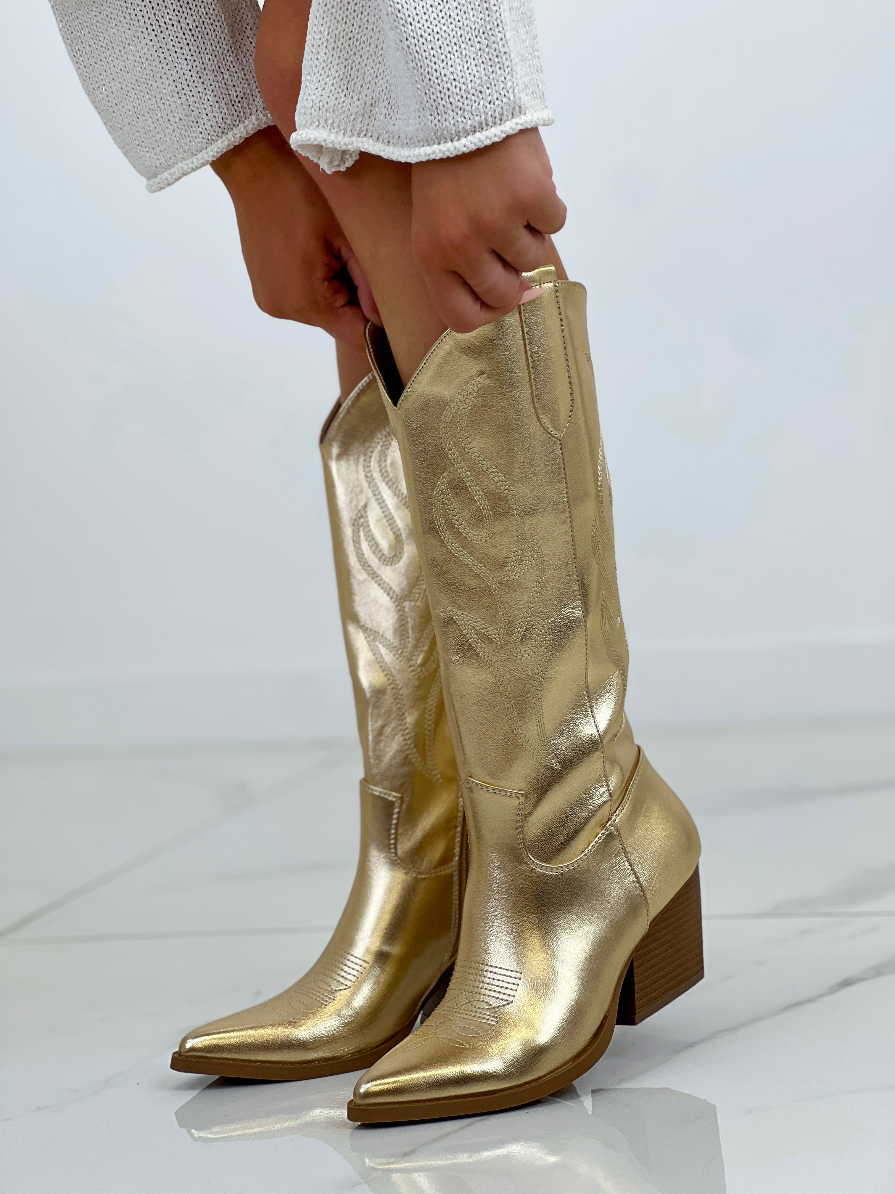 Bota cowboy metalizada