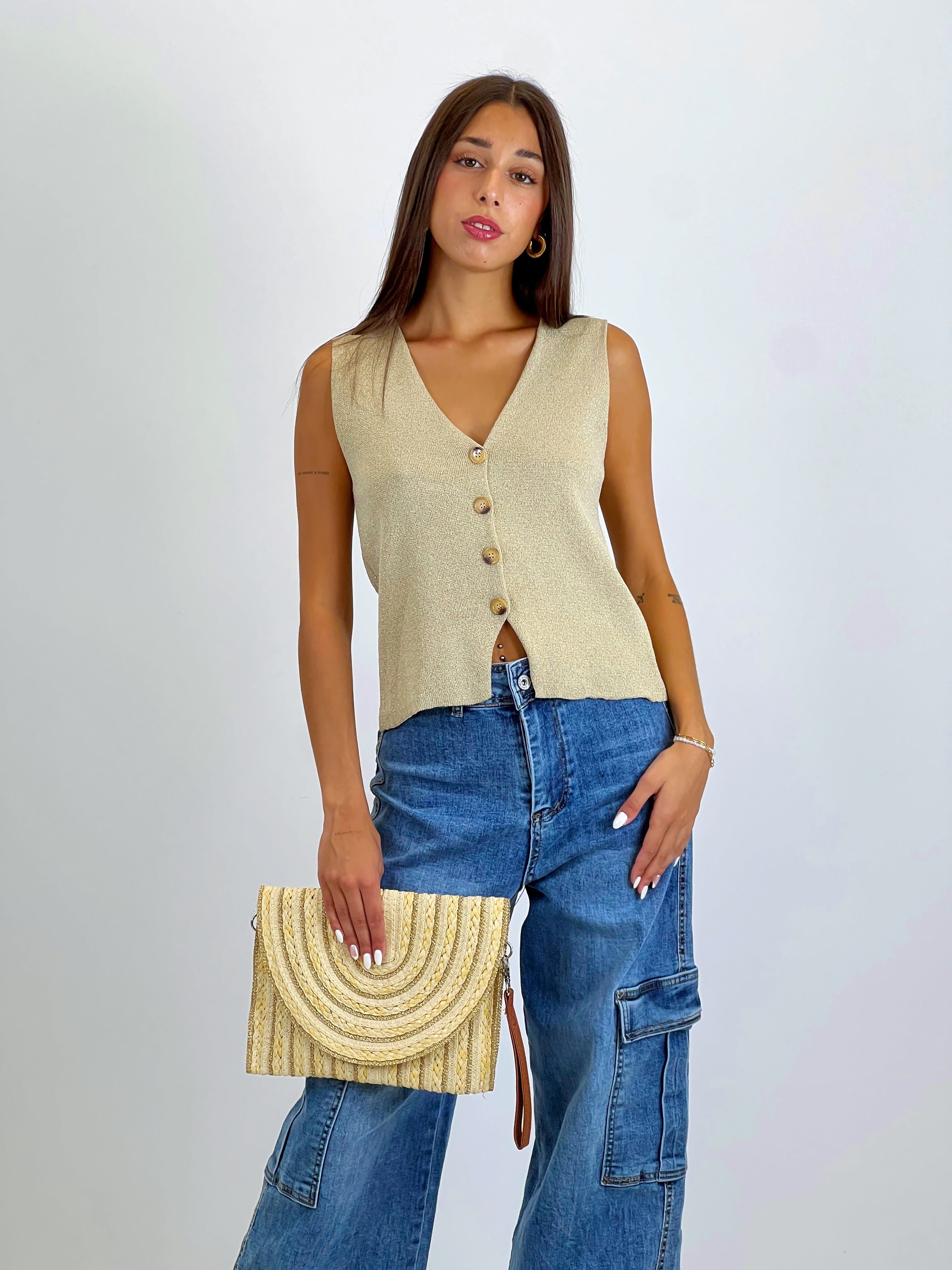 Sac à main lignes raphia