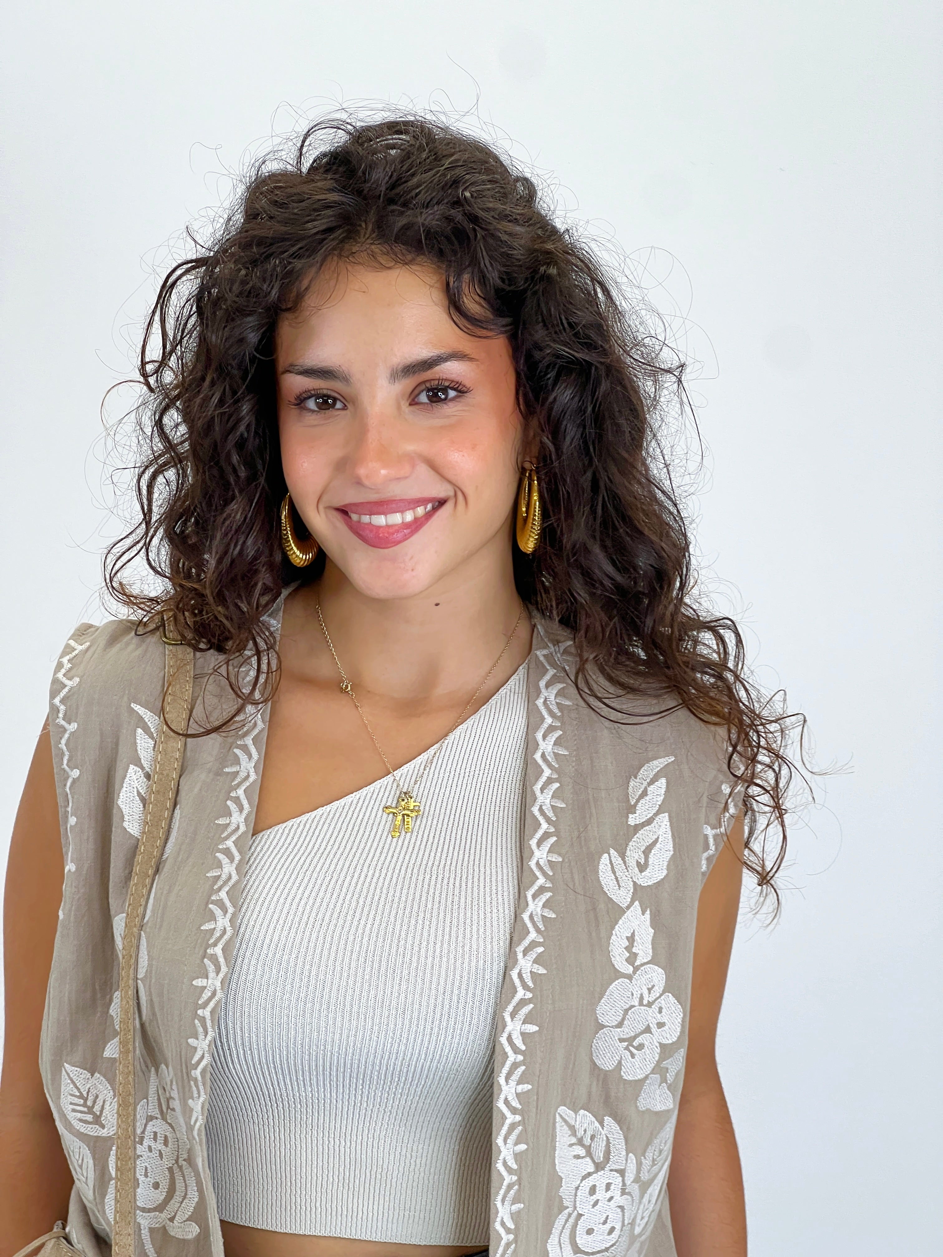 Gilet aperto ricamato