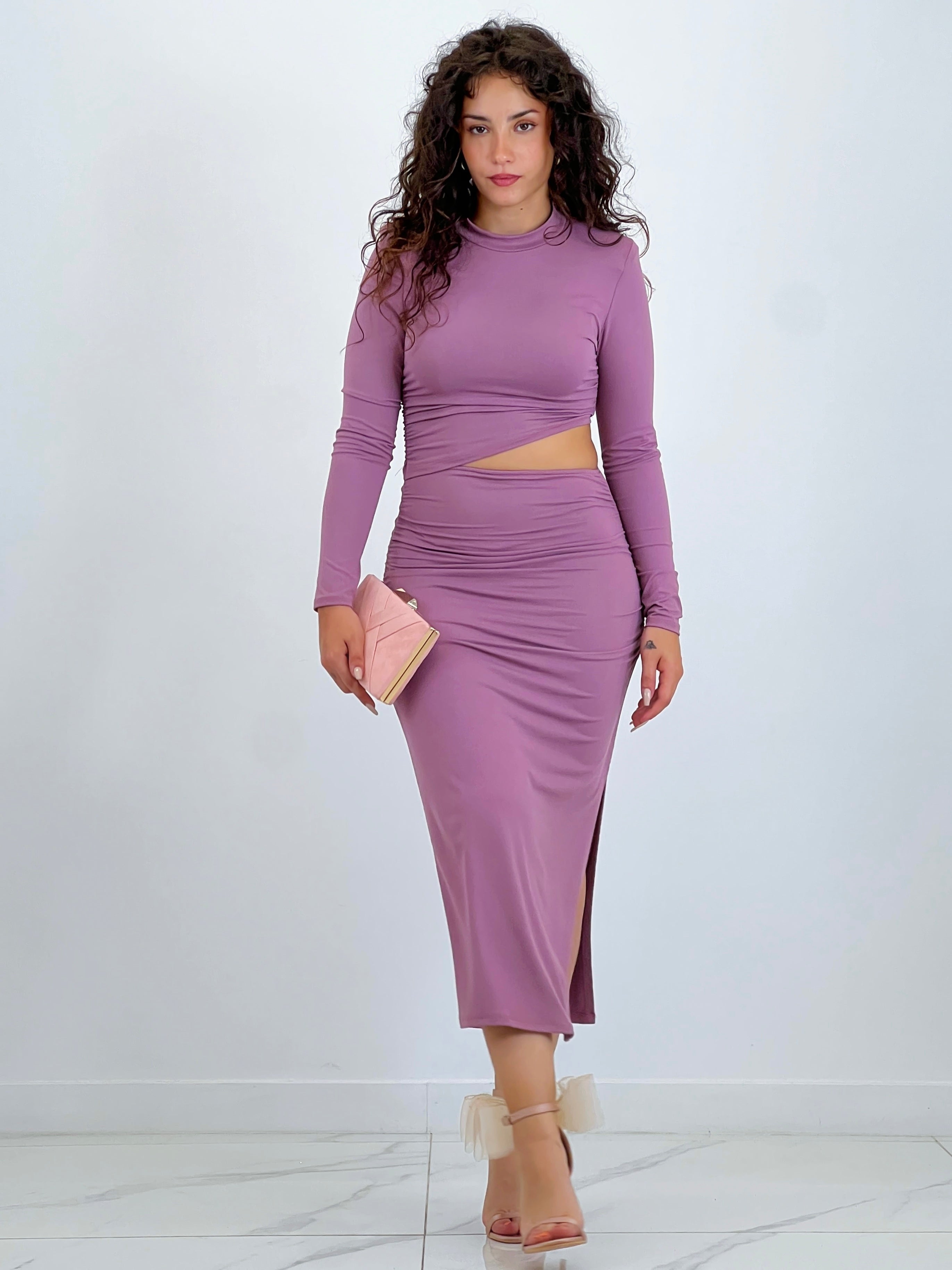 Vestido midi cintura cut out