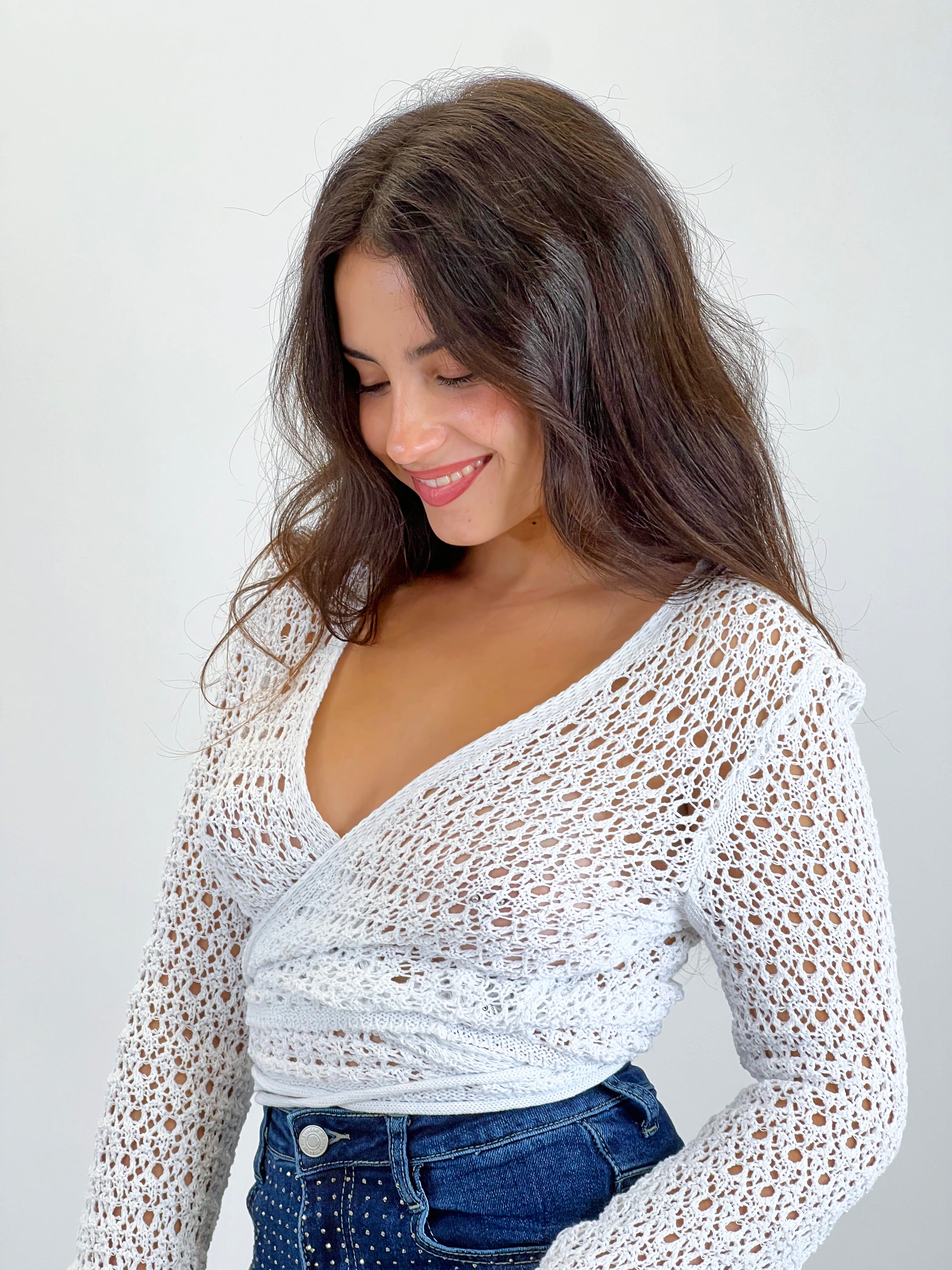 Giacca incrociata traforata