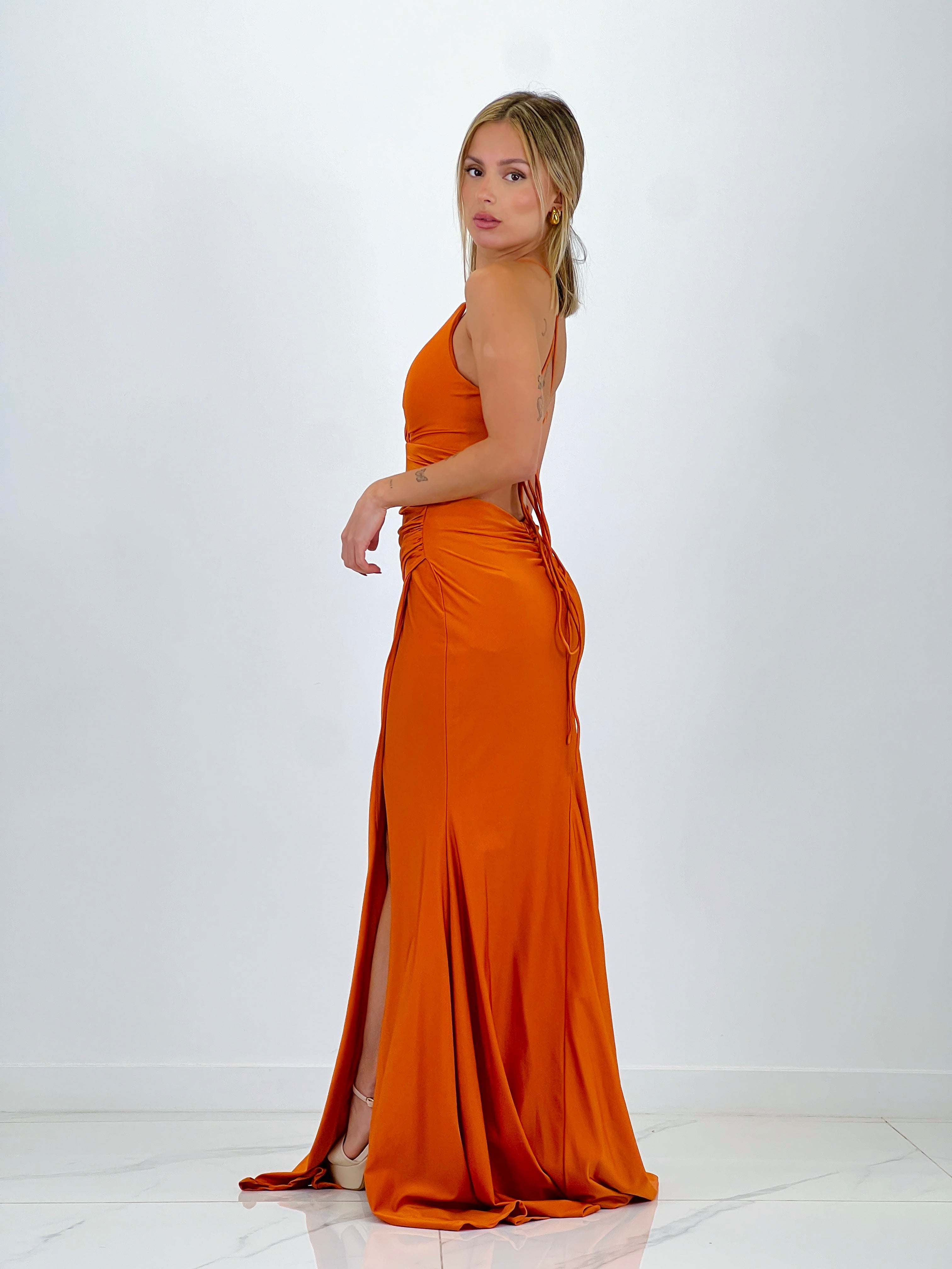 Odette long gathered dress