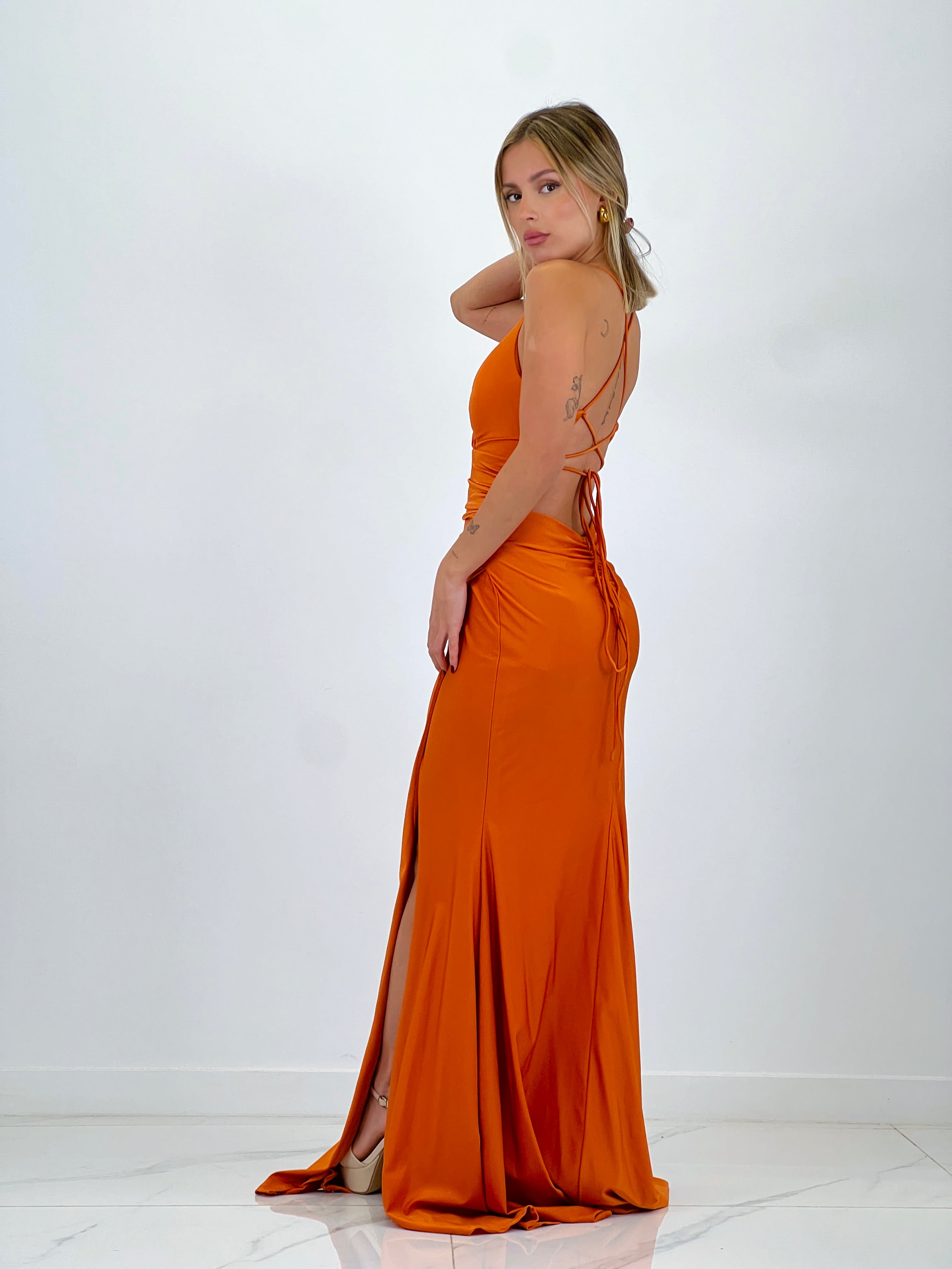 Odette long gathered dress