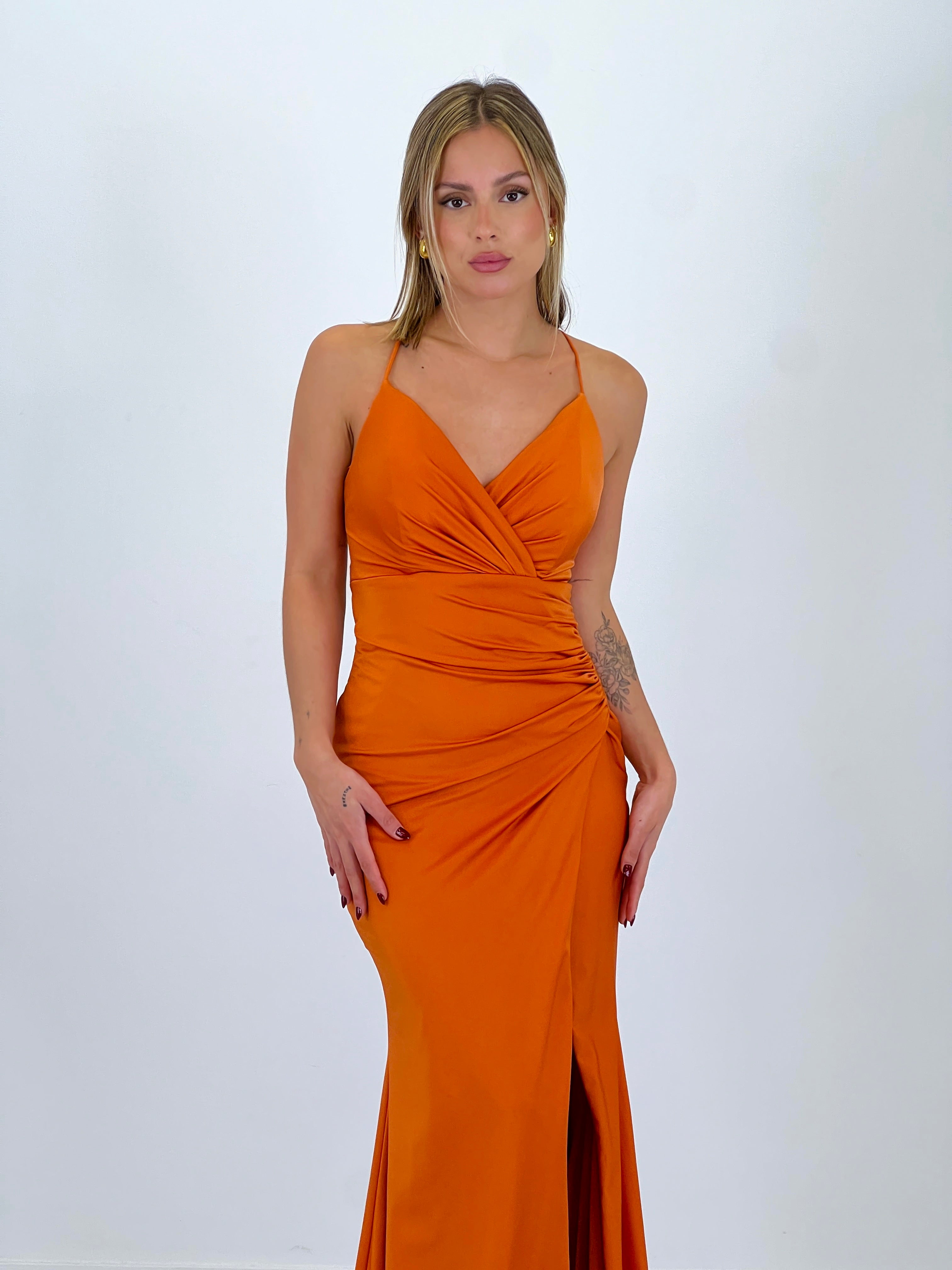 Odette long gathered dress