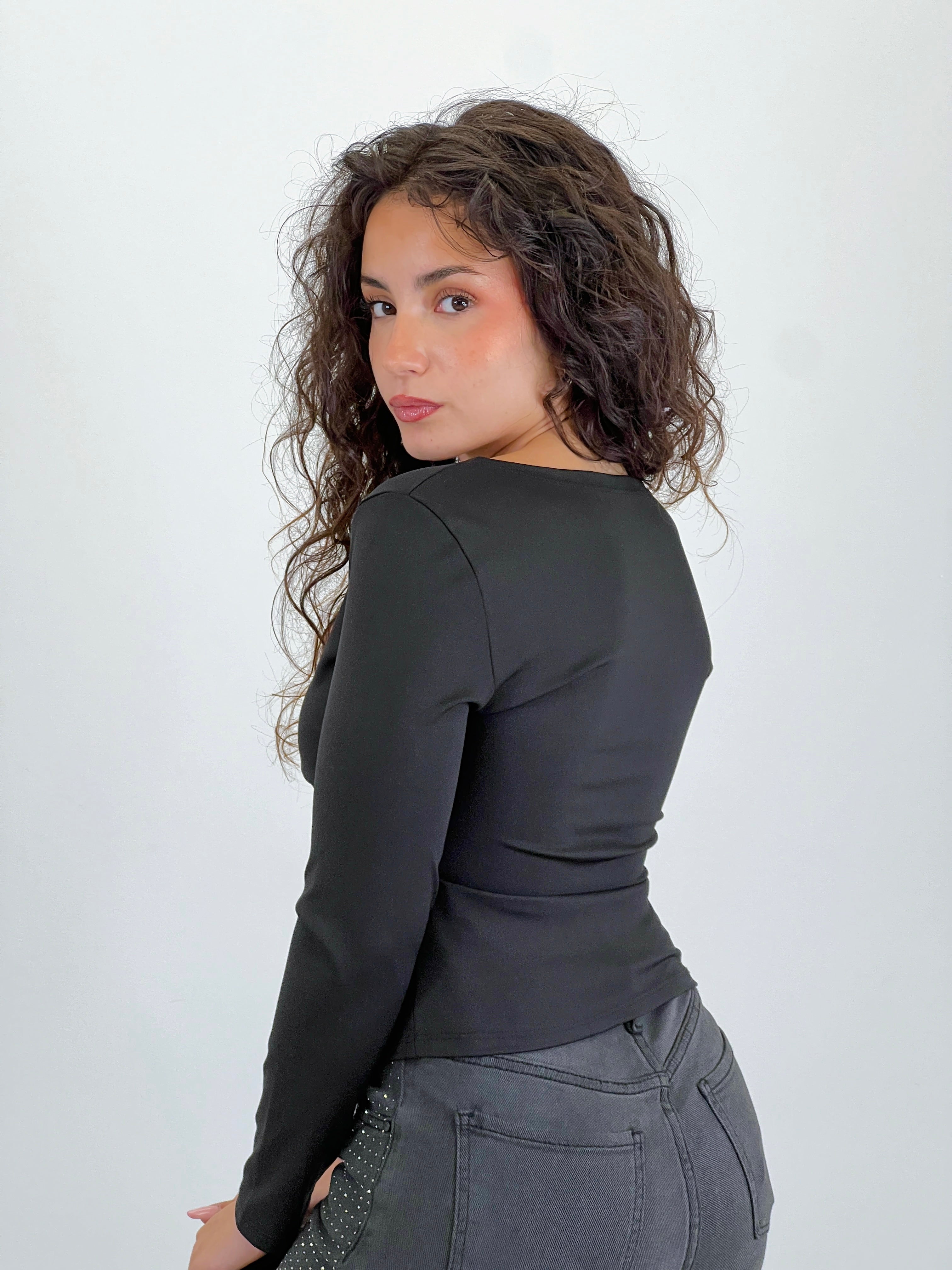 Top con cerniera in lycra