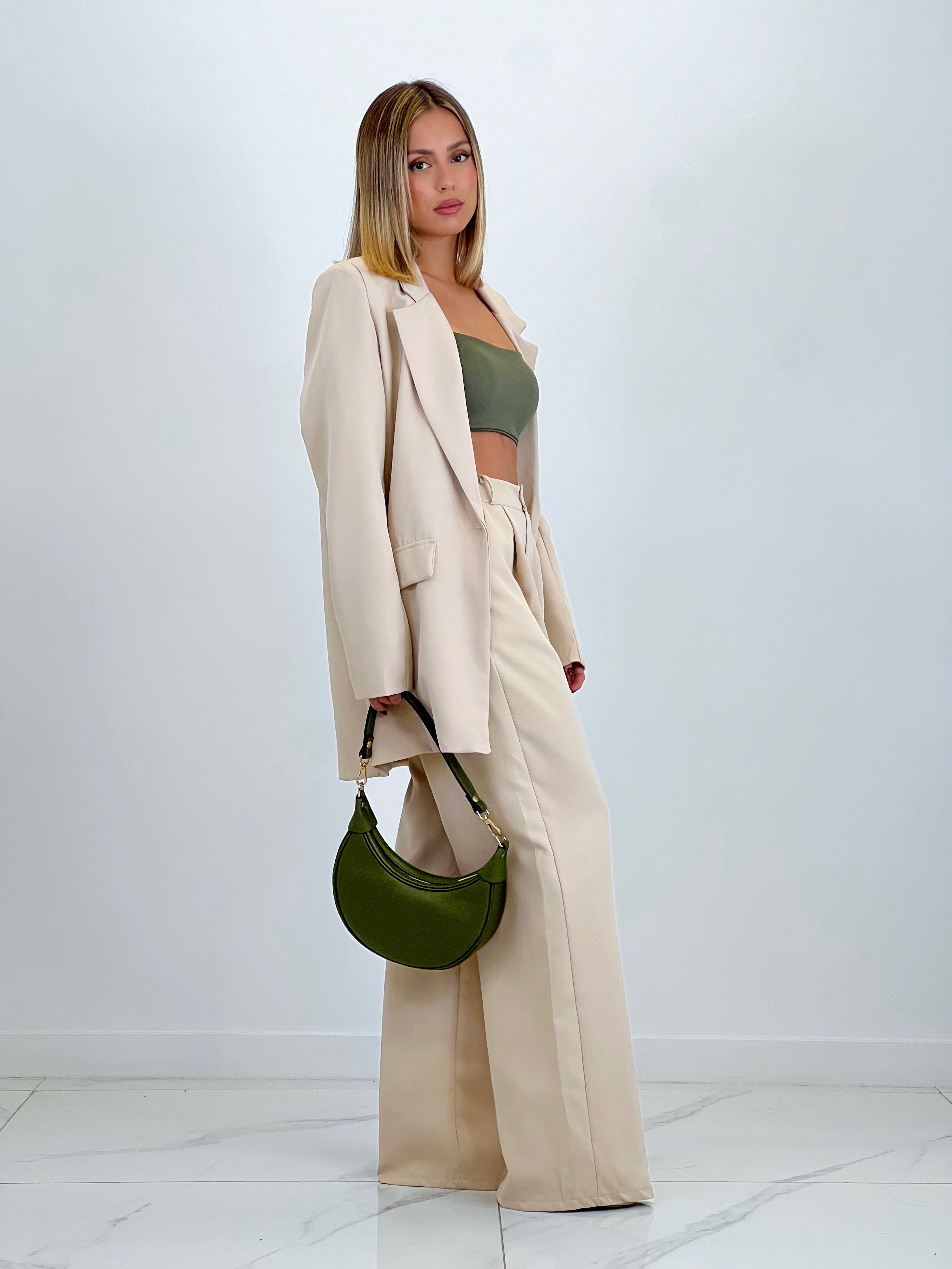 Blazer and straight-leg pants set