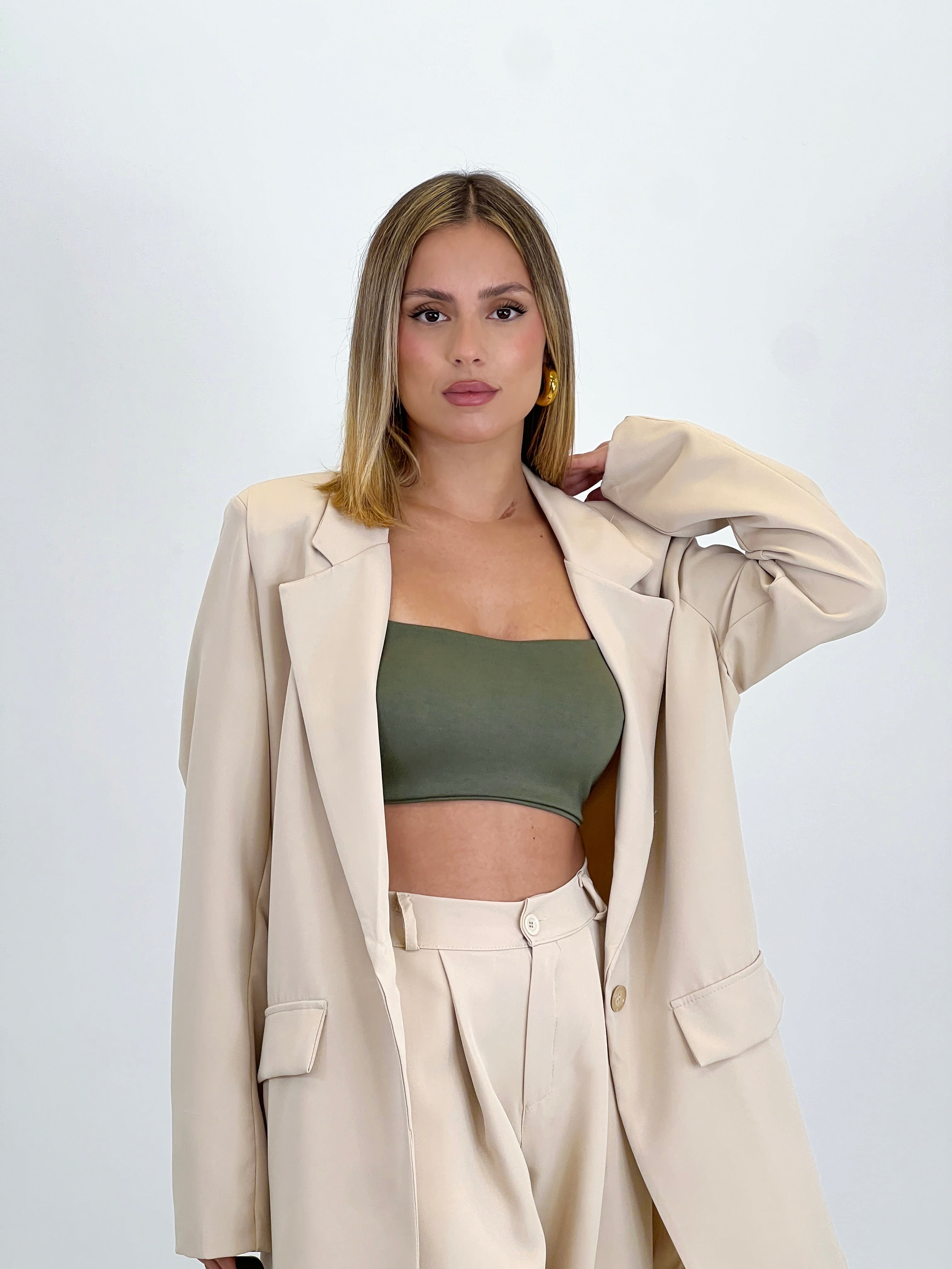 Blazer and straight-leg pants set