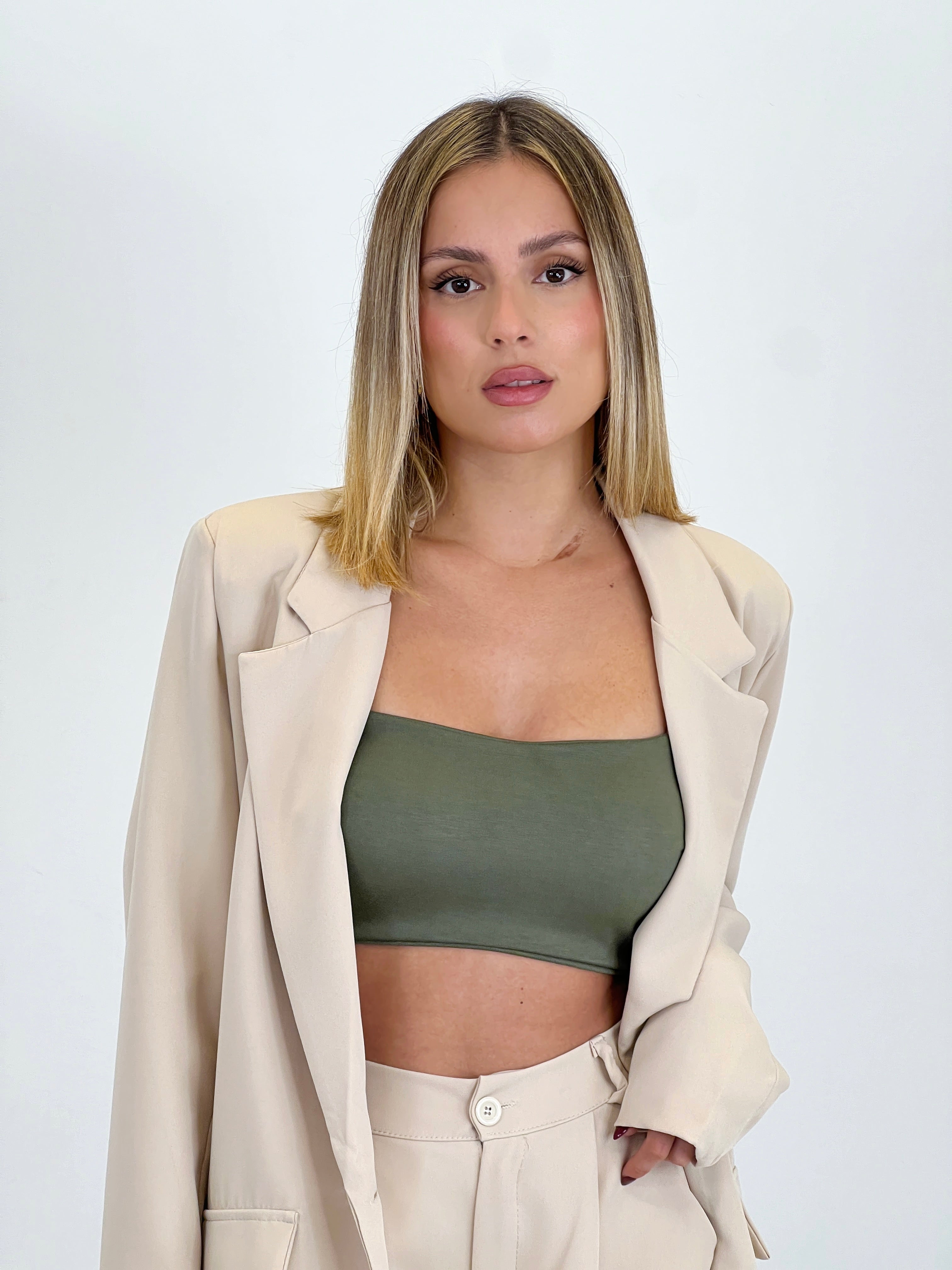 Blazer and straight-leg pants set