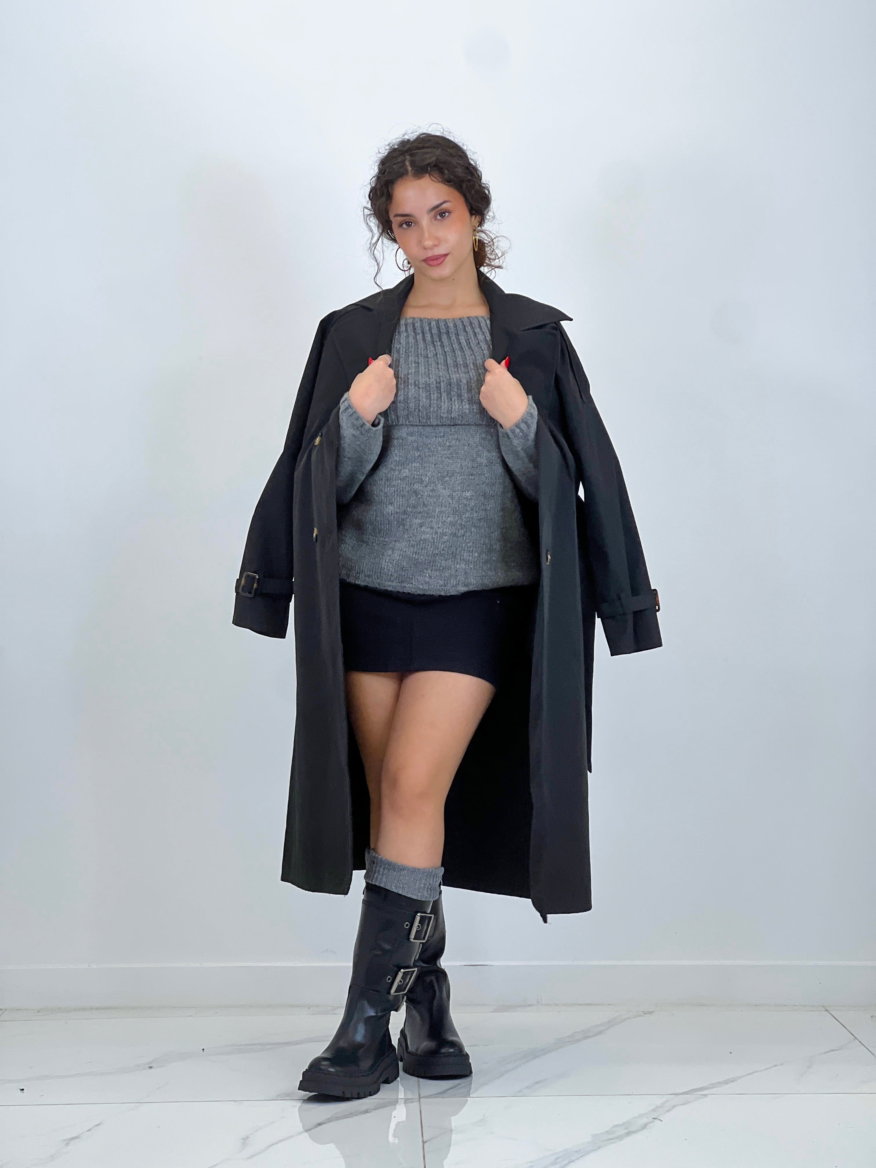 Gabardina trench larga