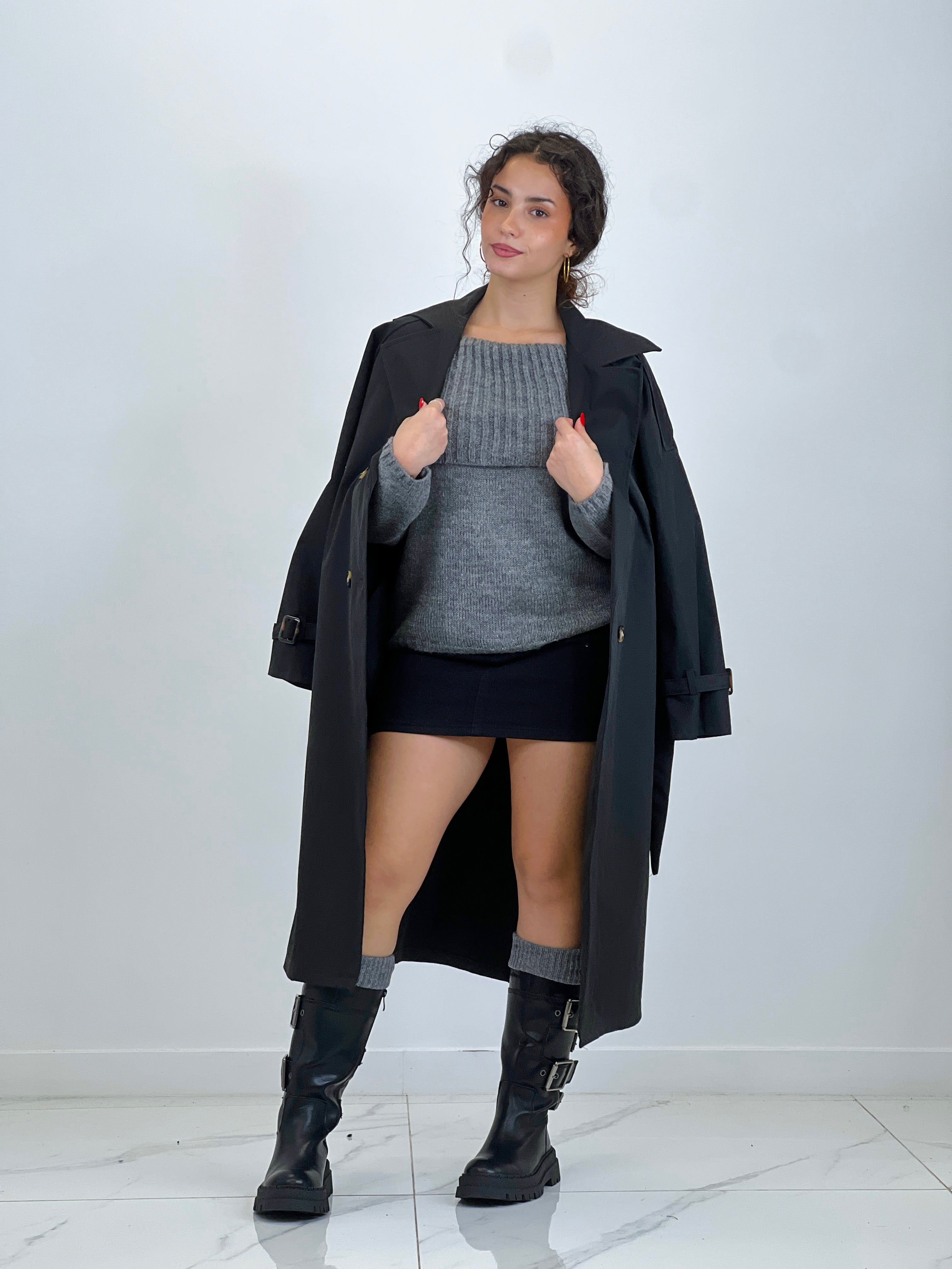 Gabardina trench larga