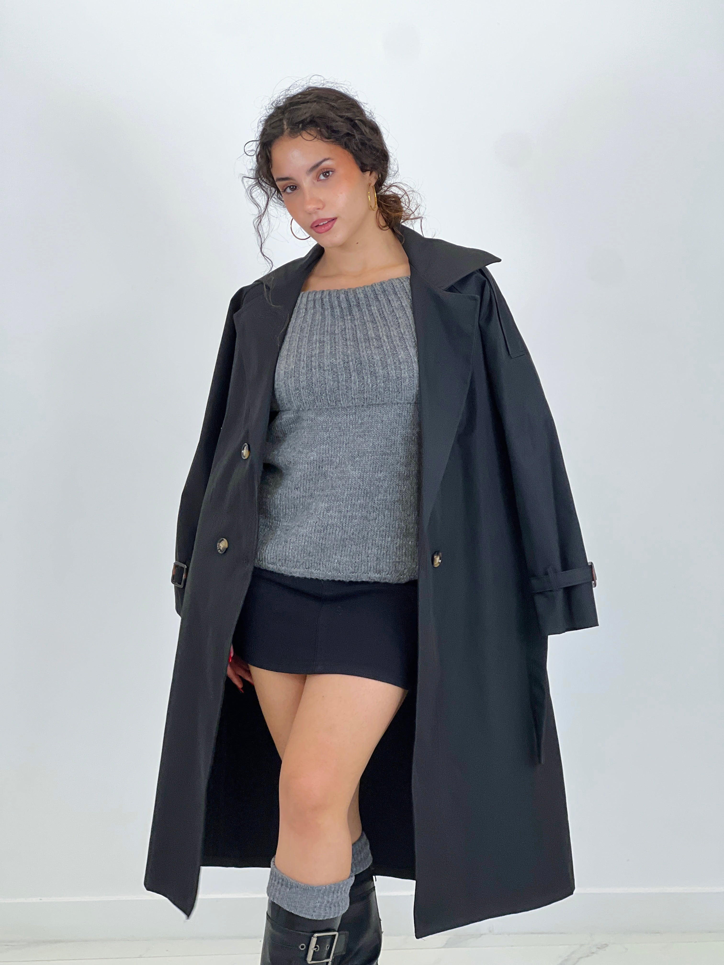 Gabardina trench larga