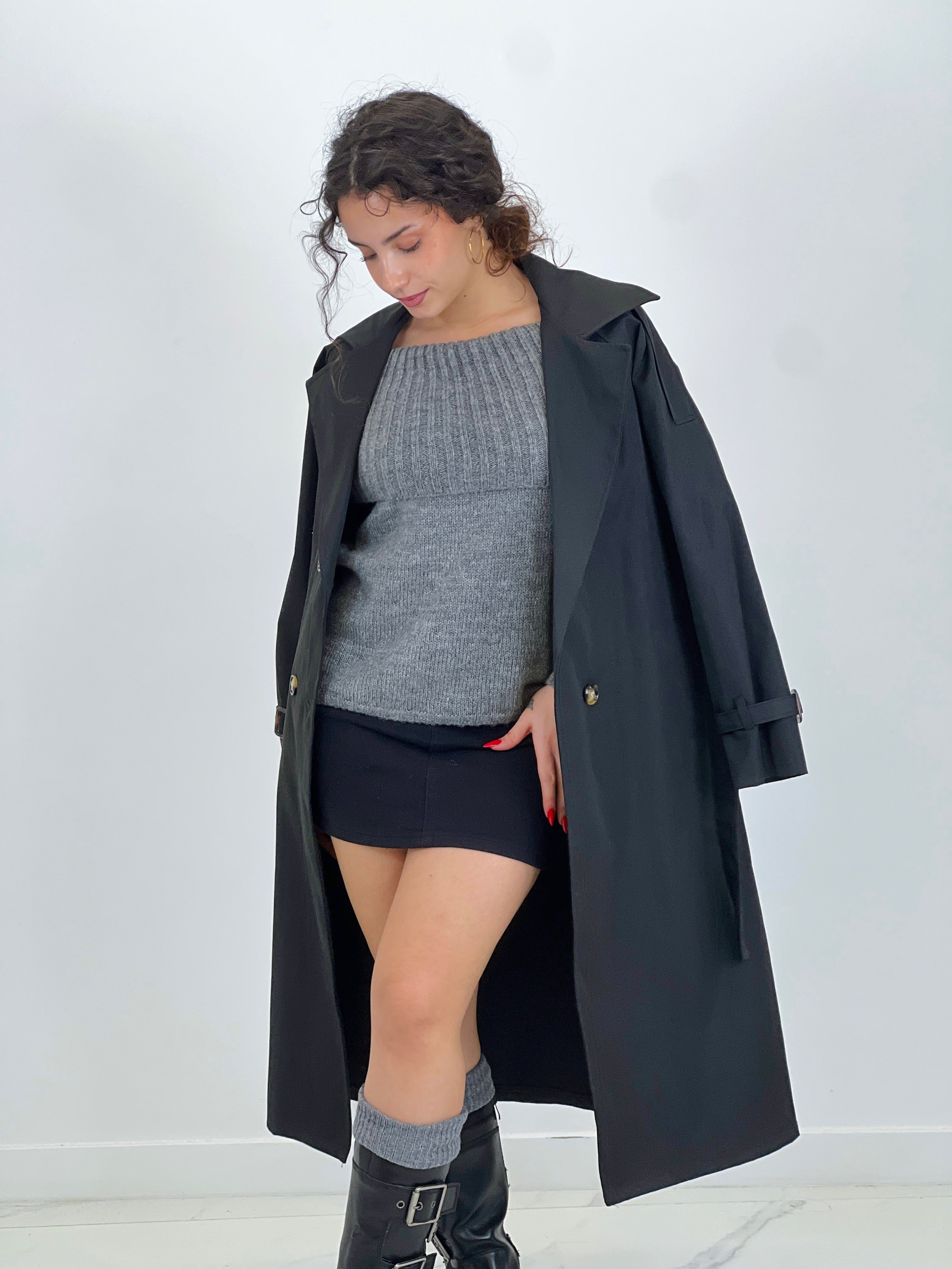 Gabardina trench larga