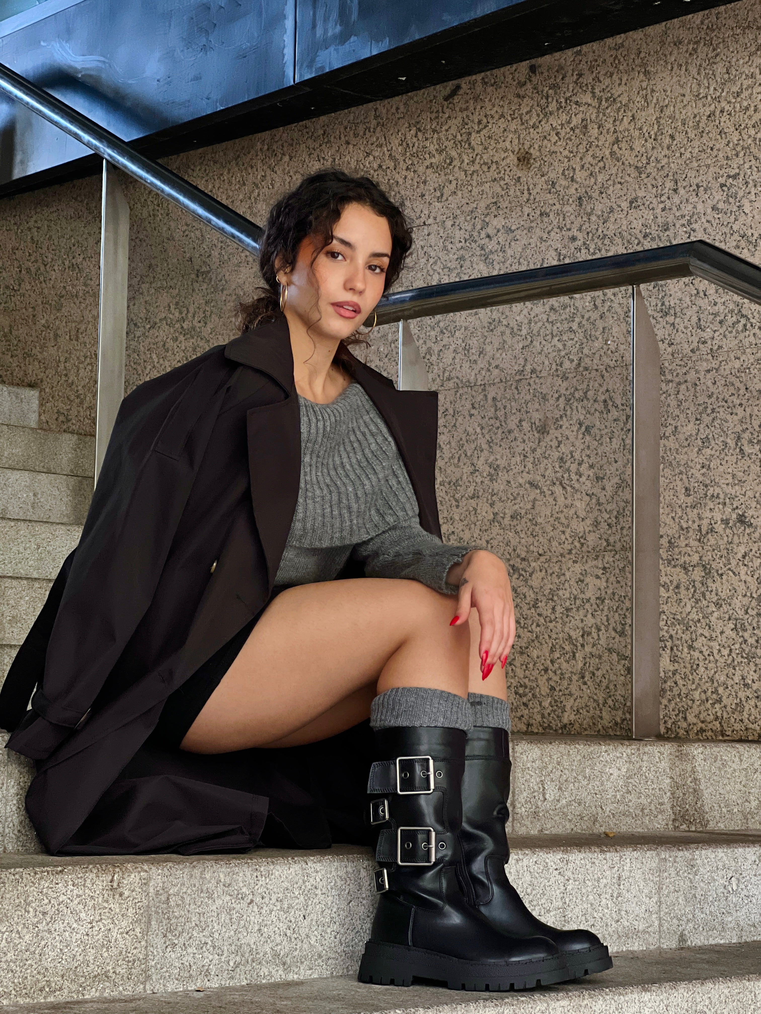 Gabardina trench larga