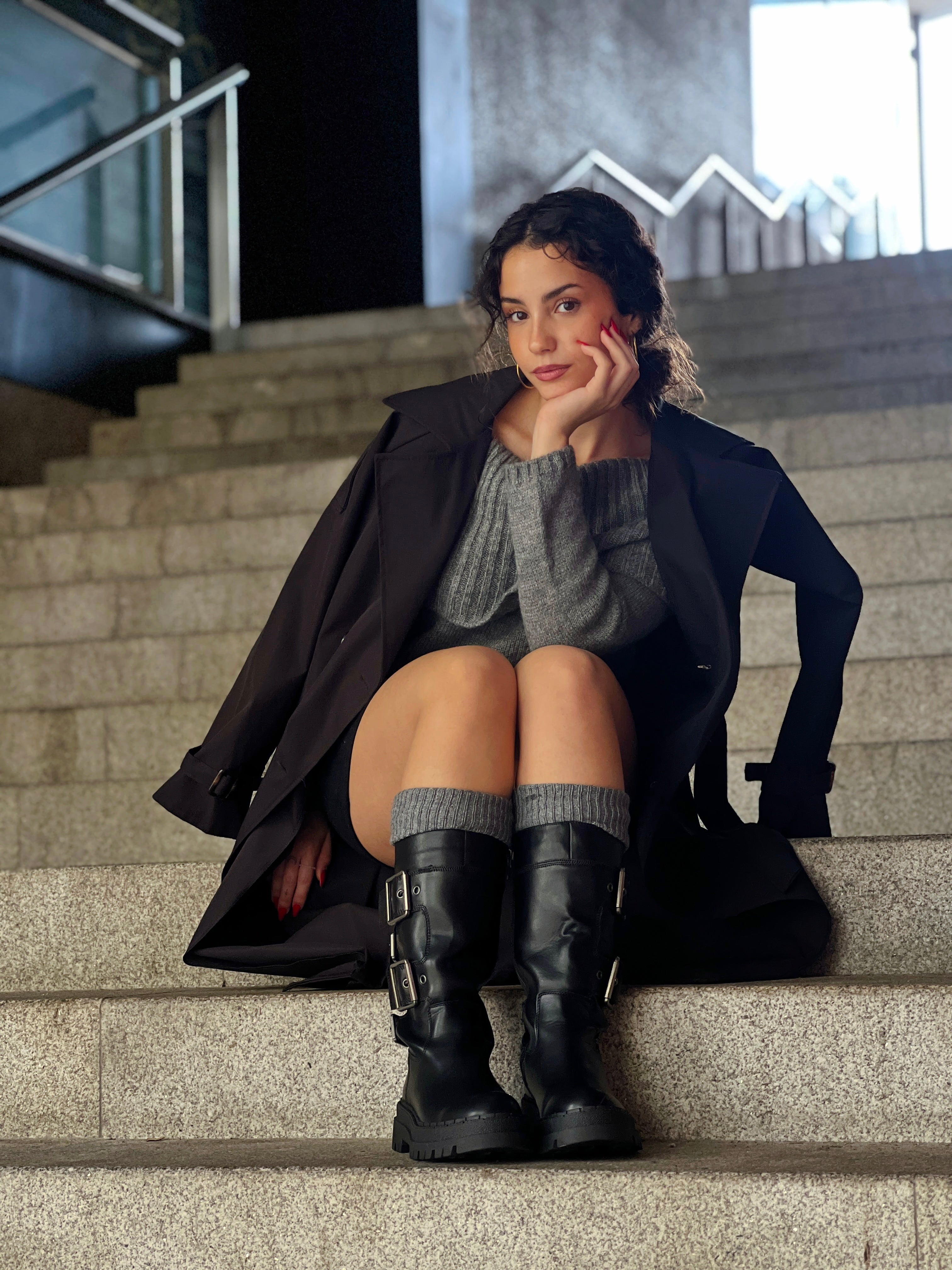 Gabardina trench larga