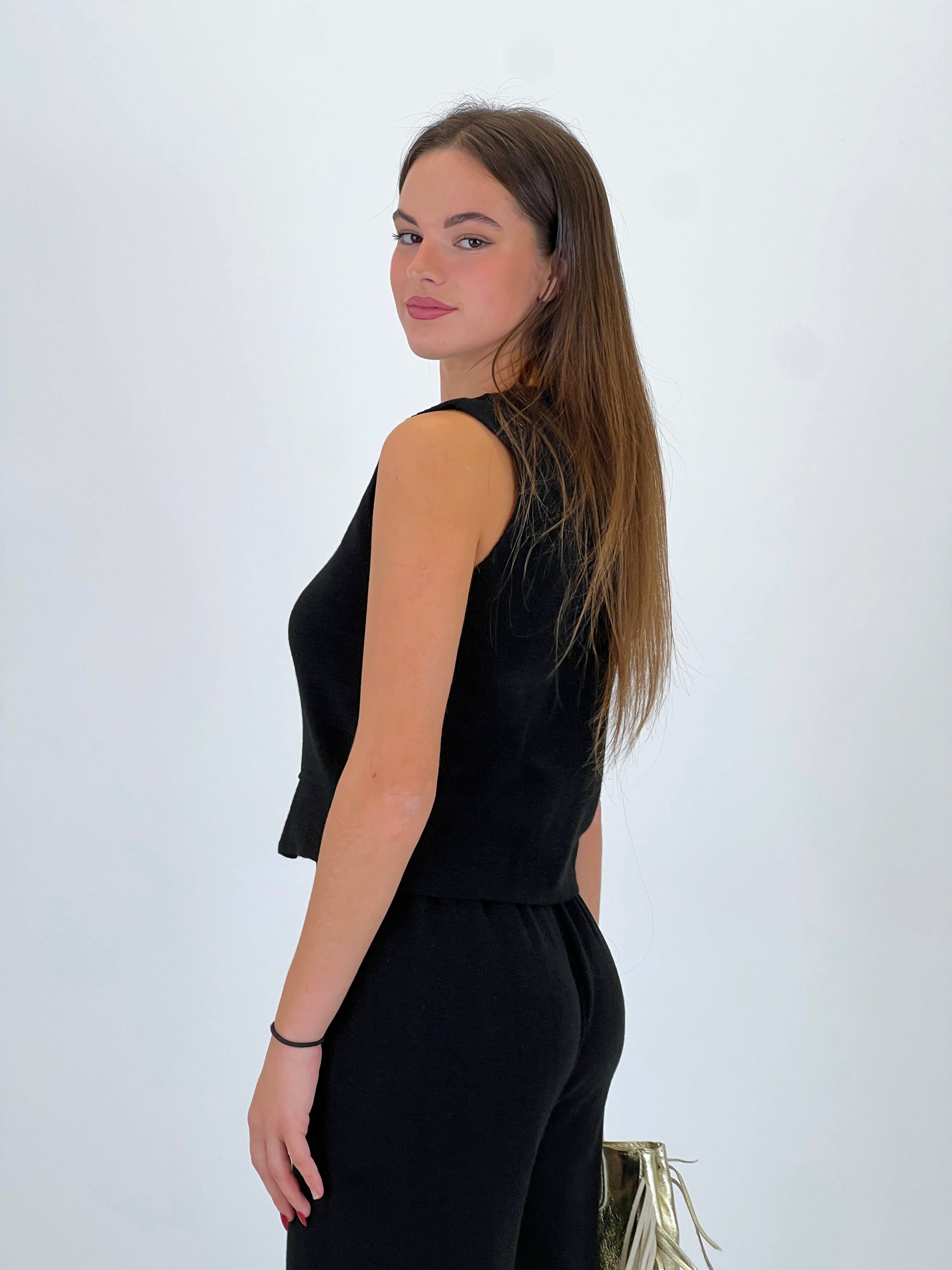 Conjunto punto chaleco y pantalón recto