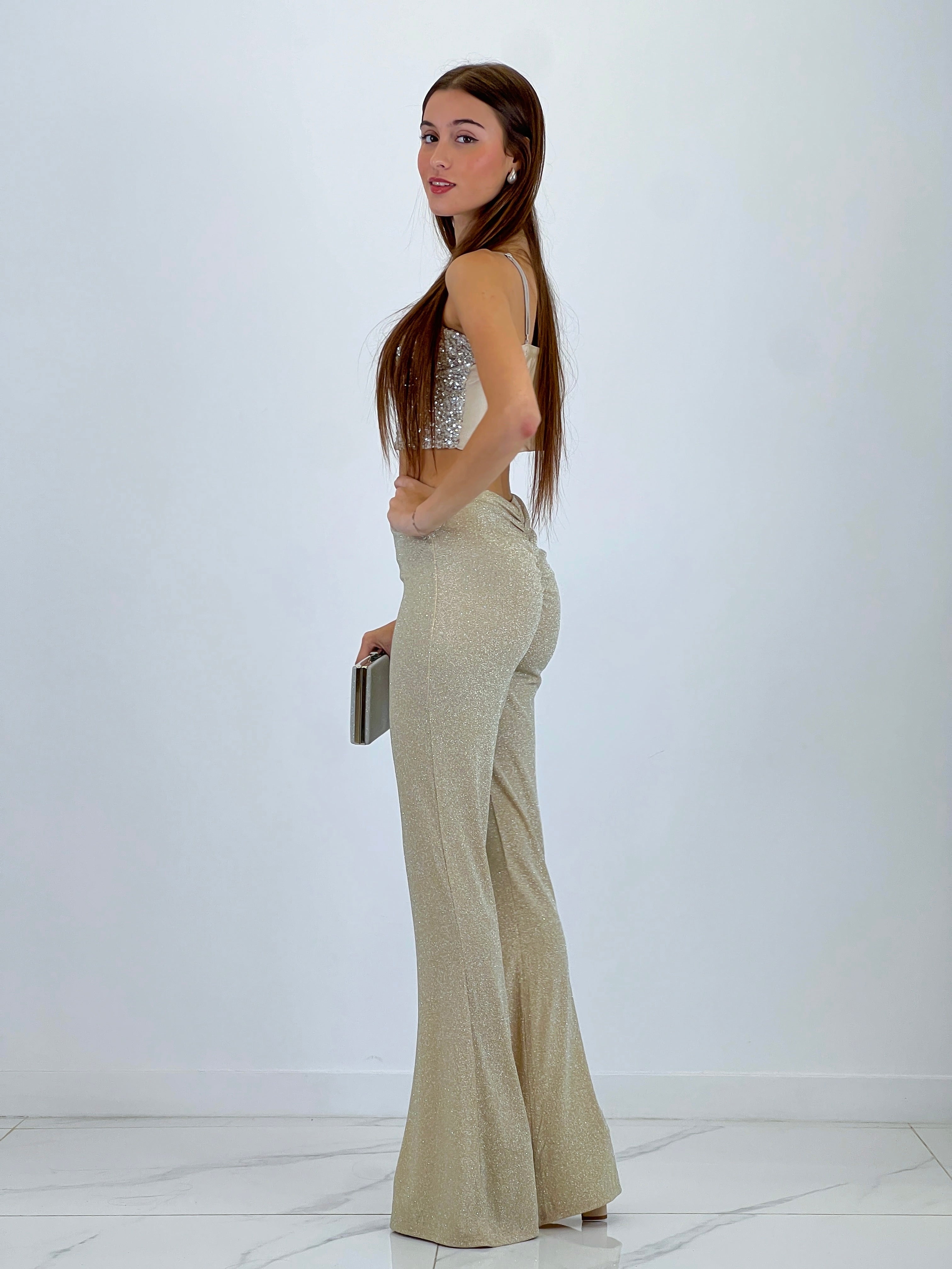 Pantalón flare glitter
