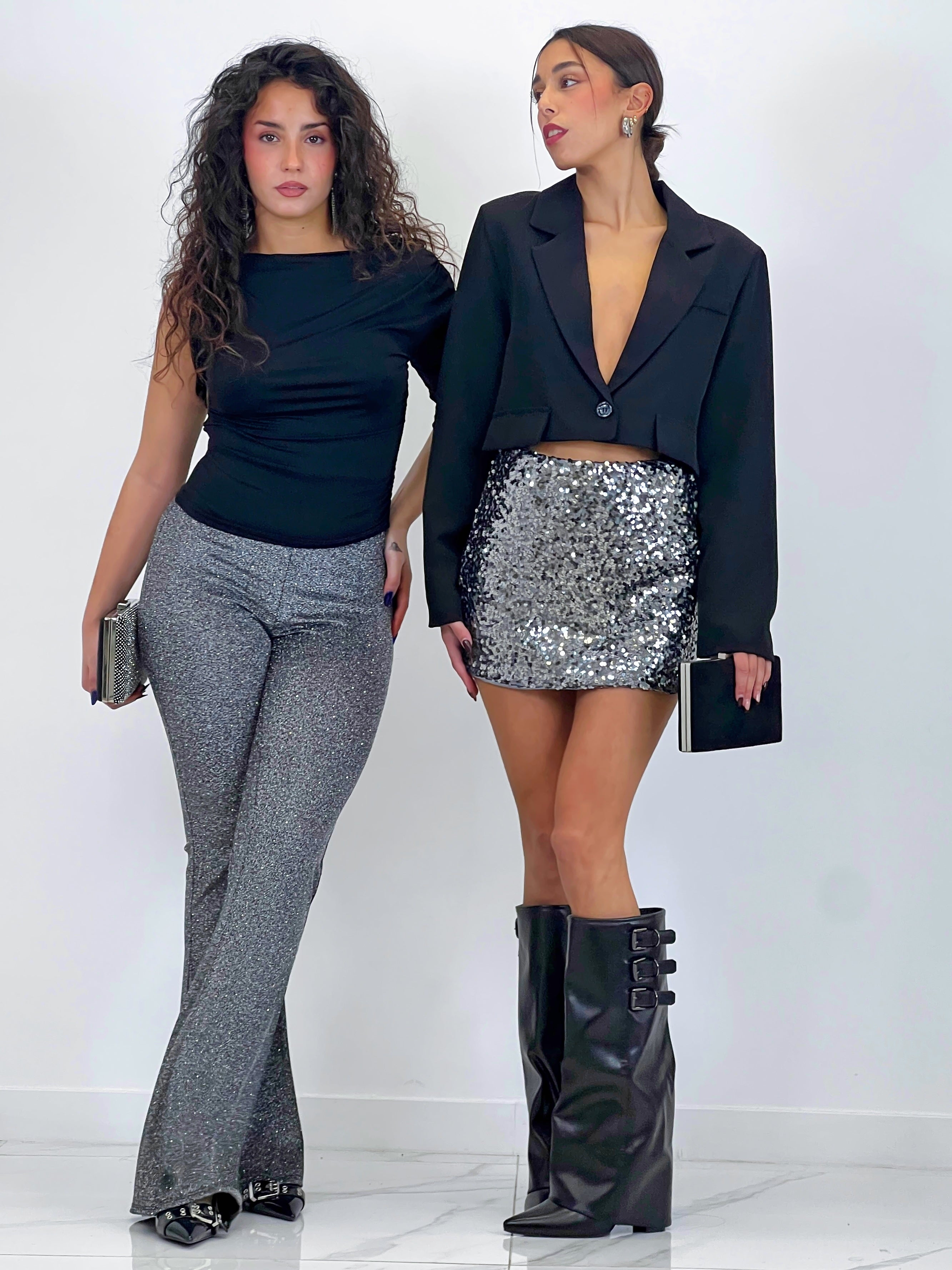 Pantalón flare glitter