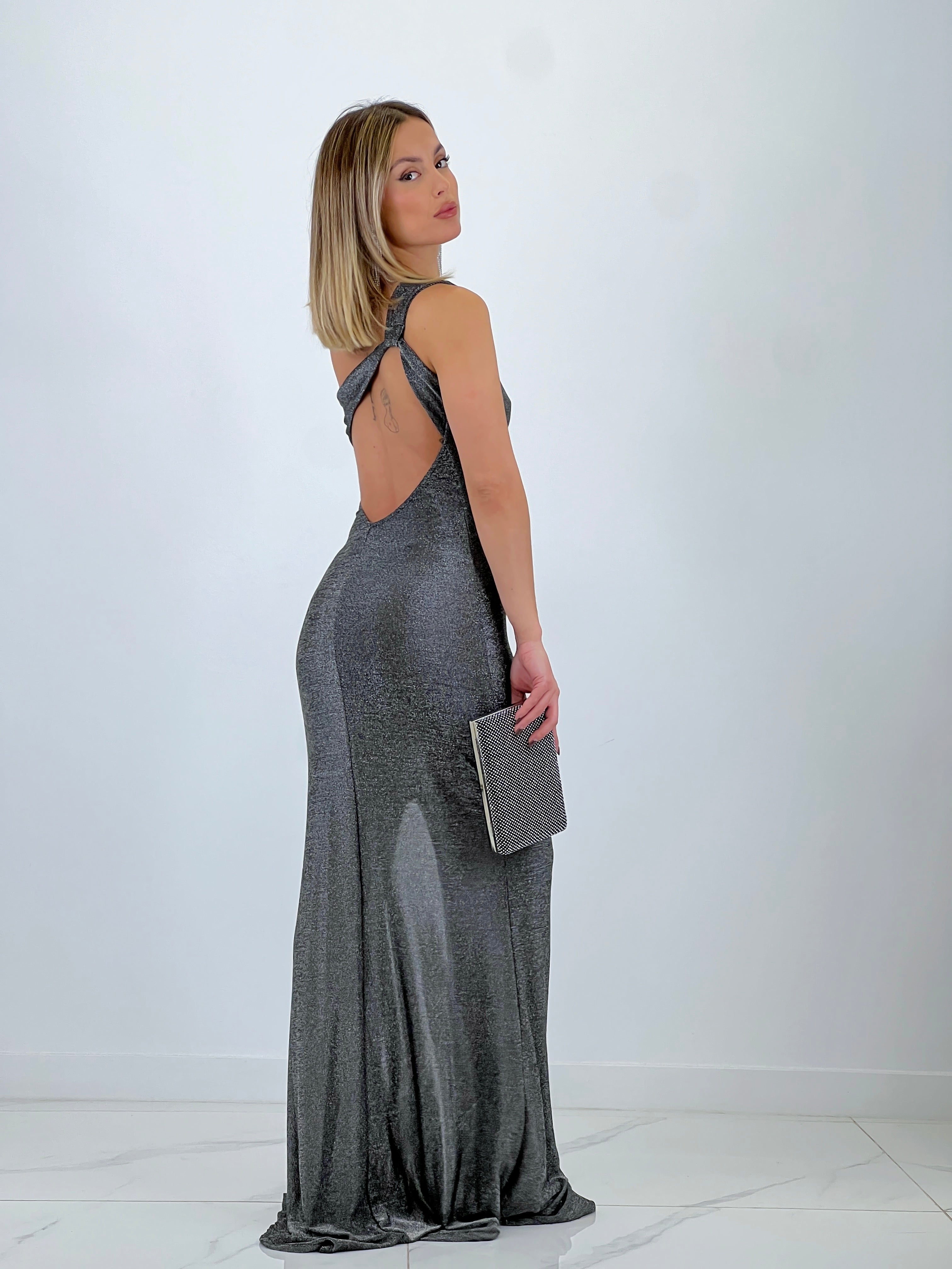 Vestido largo lurex ajustado