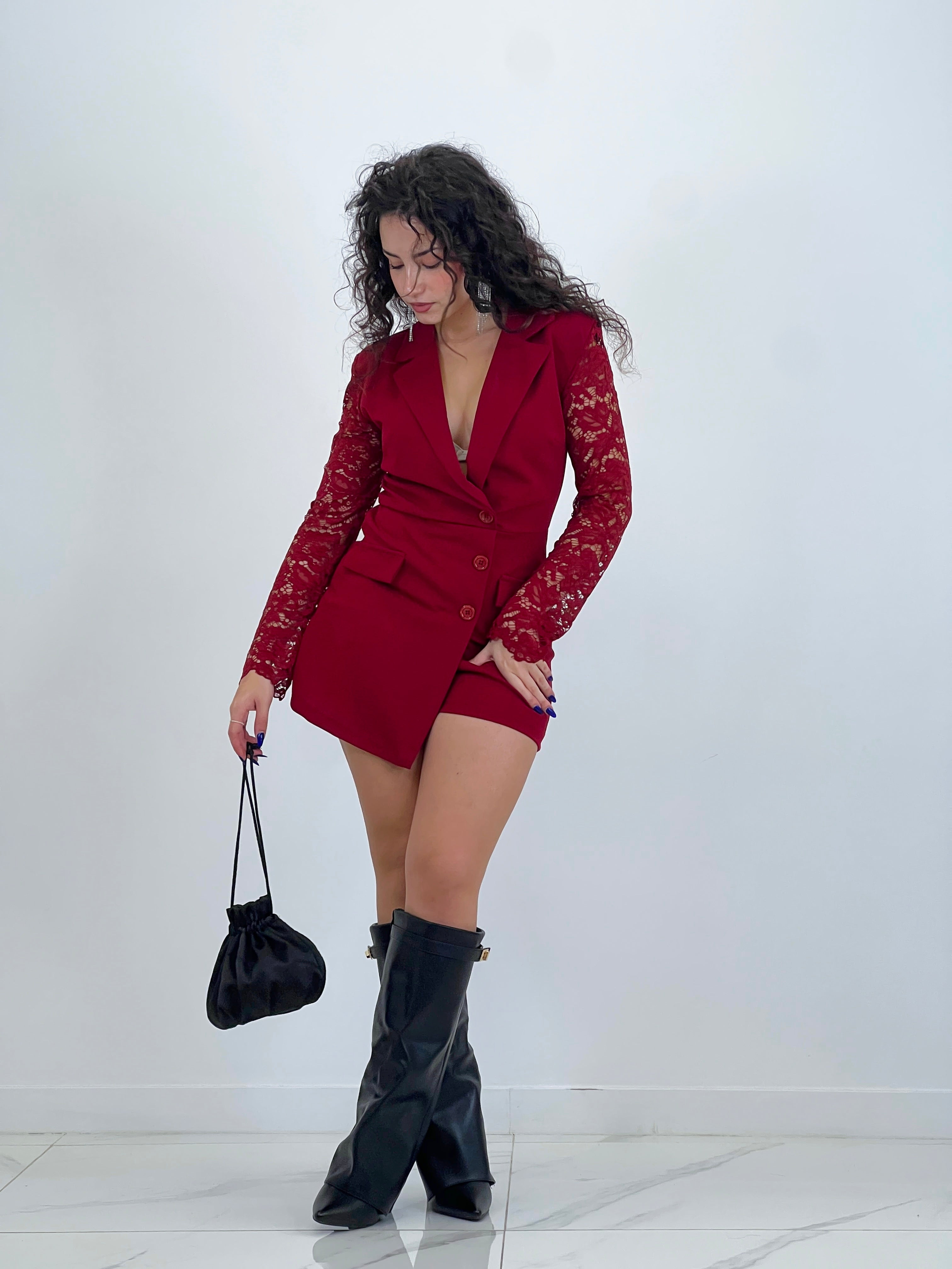 Lace sleeve jumpsuit