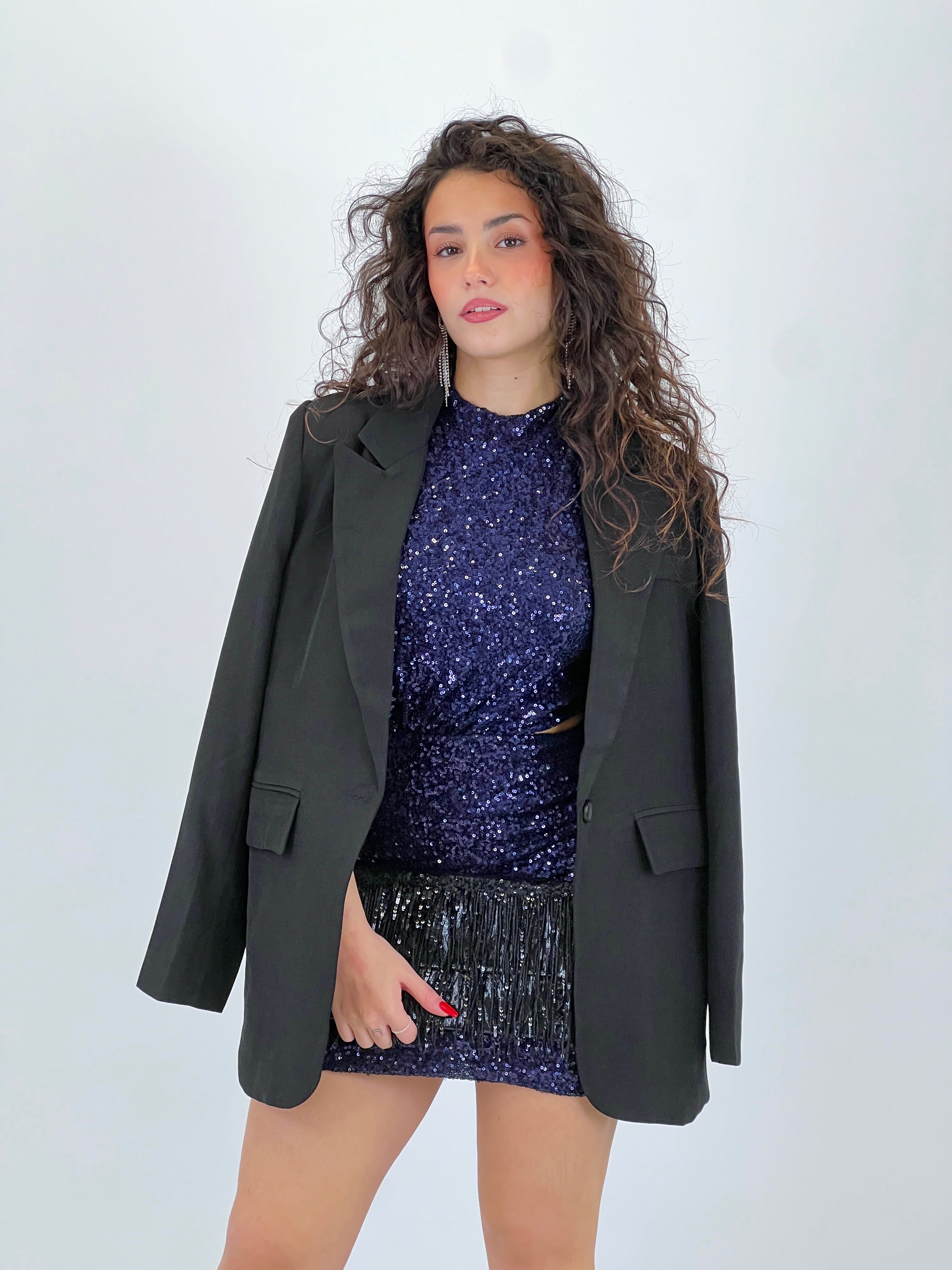 Vestido mini lentejuelas cut out