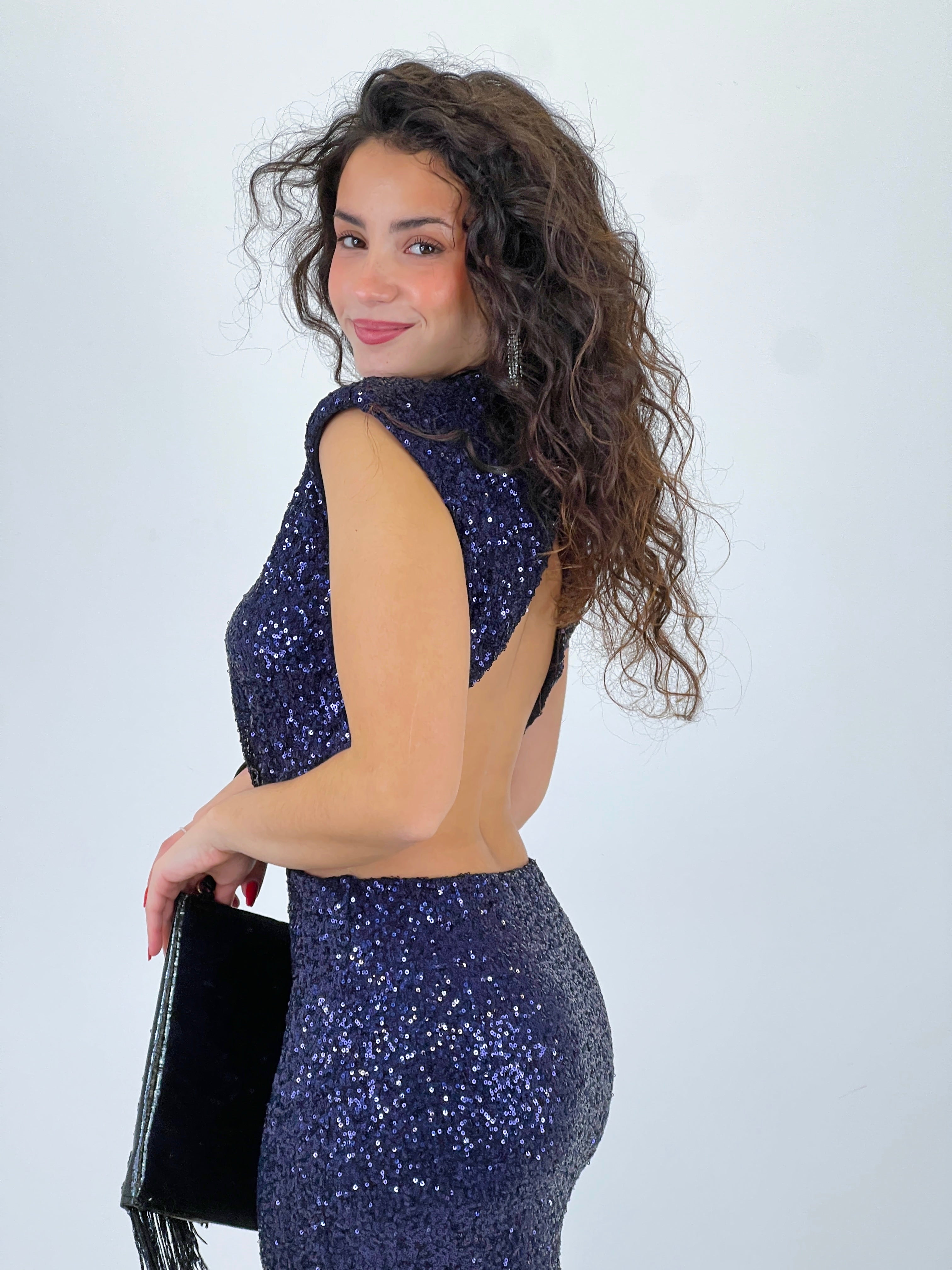 Vestido mini lentejuelas cut out