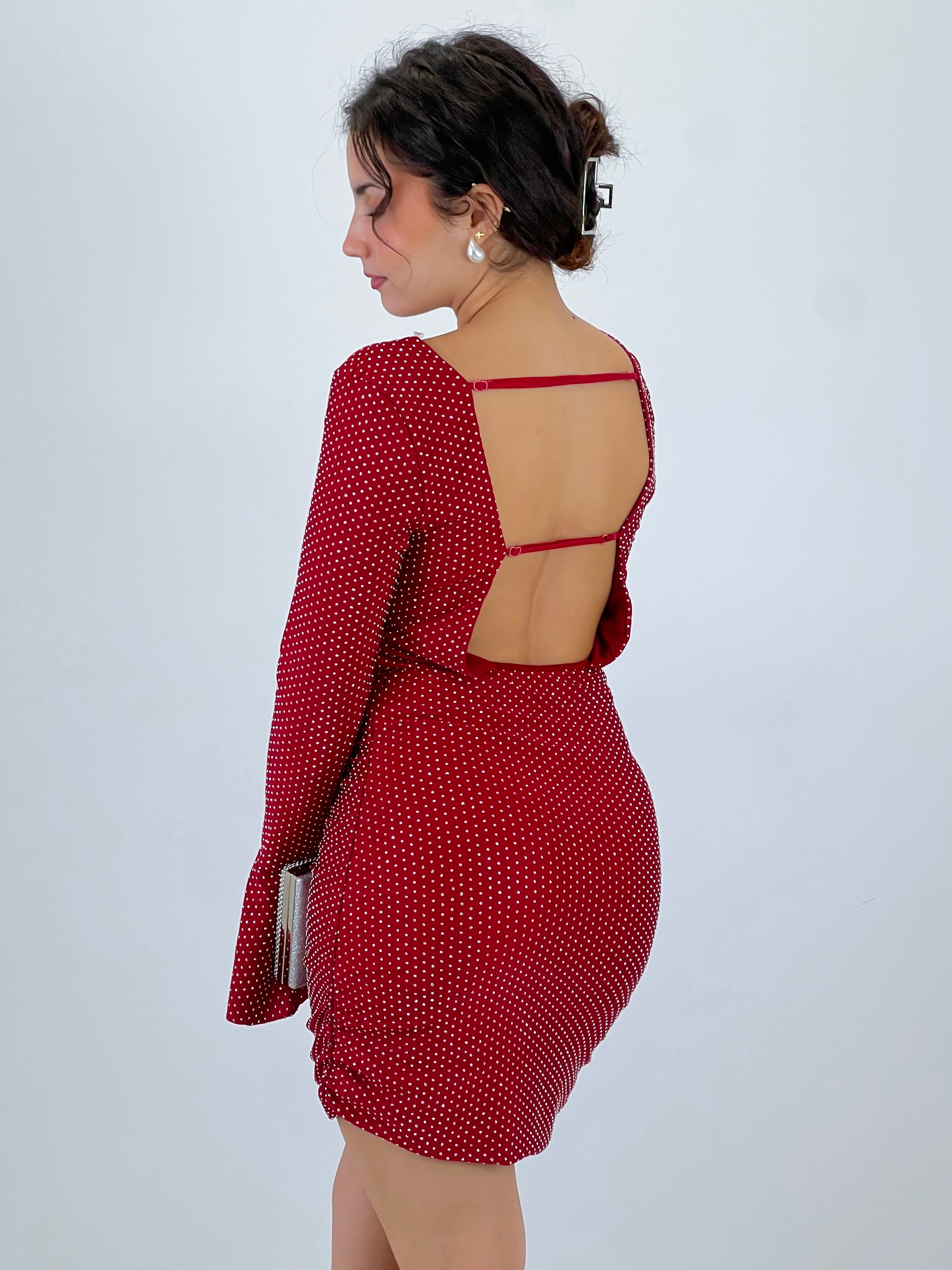 Vestido cristales manga larga