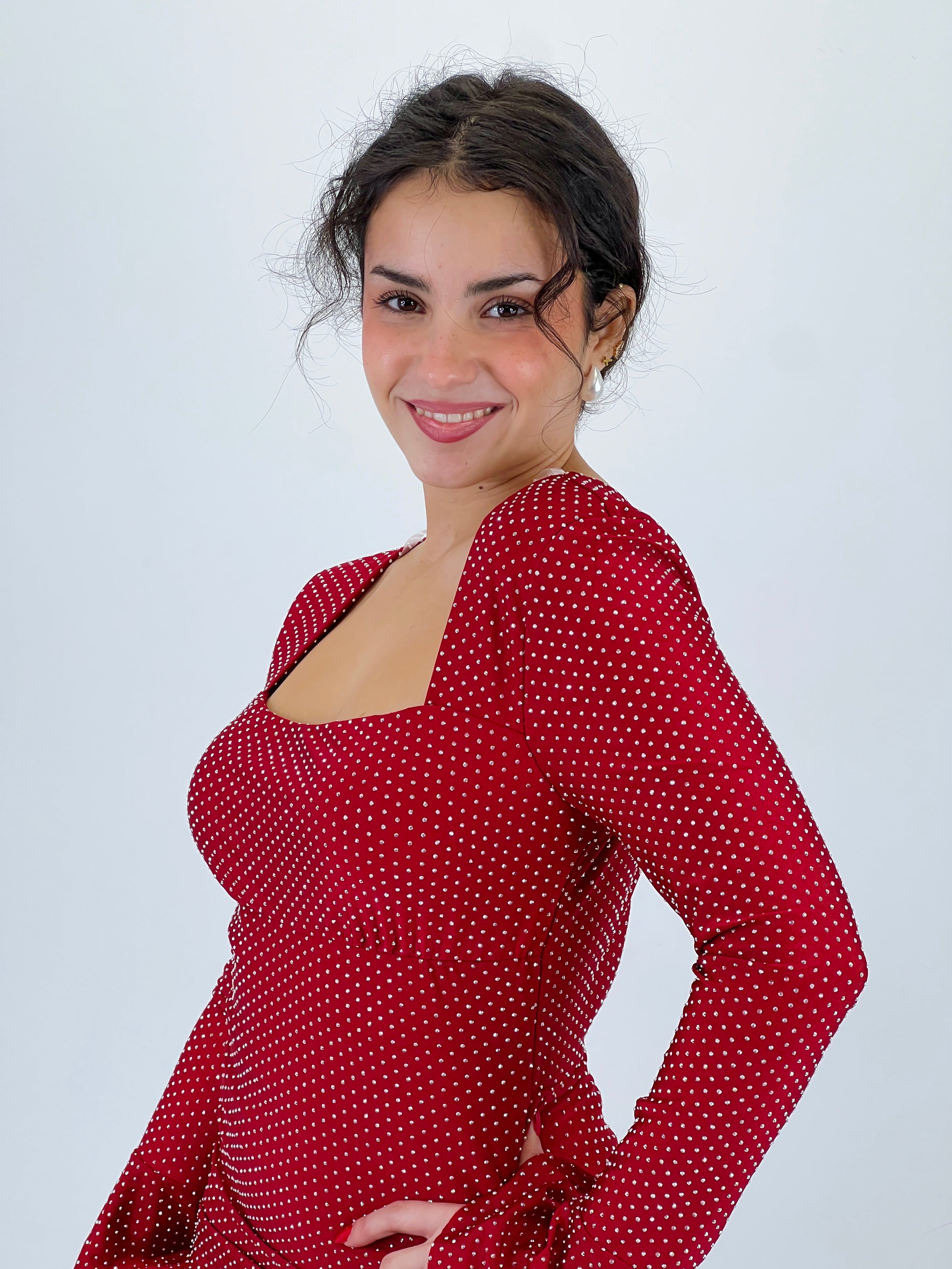 Vestido cristales manga larga