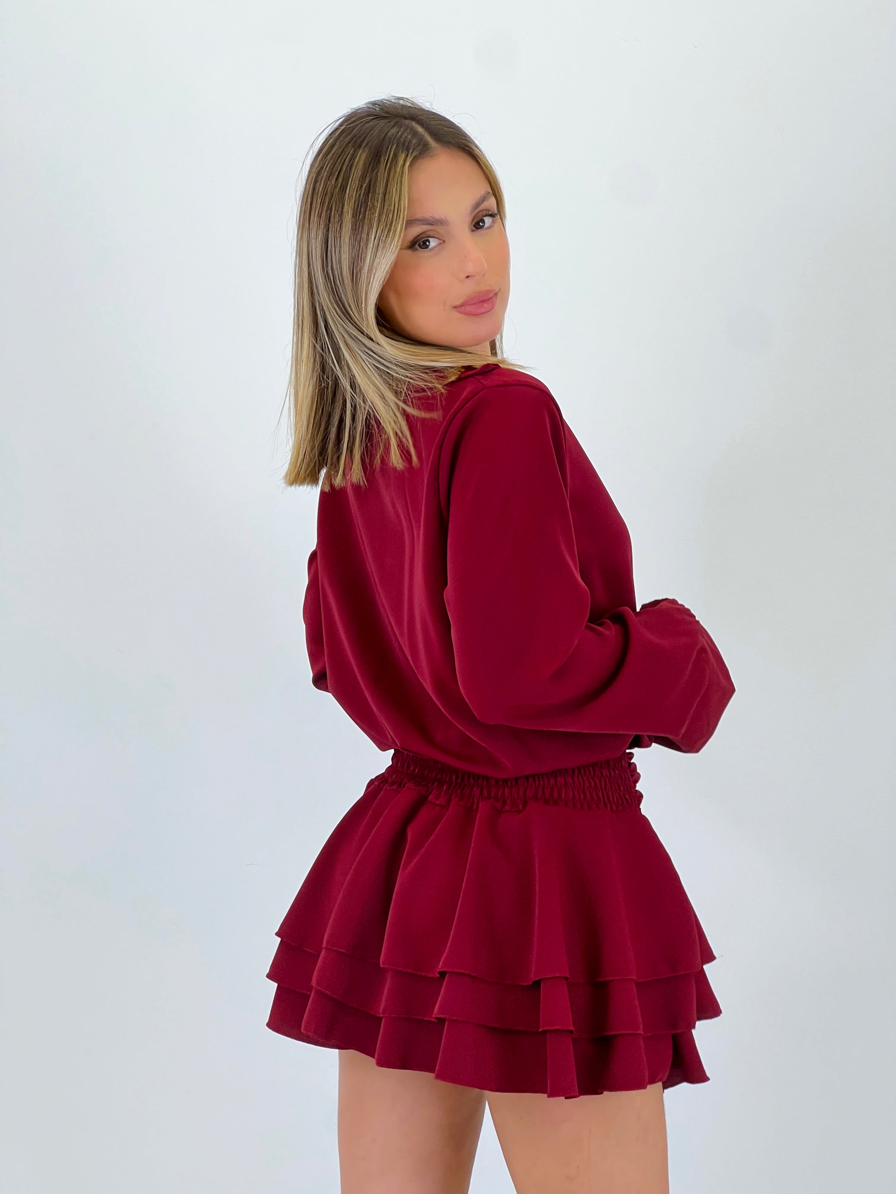 Vestido camisero falda volantes