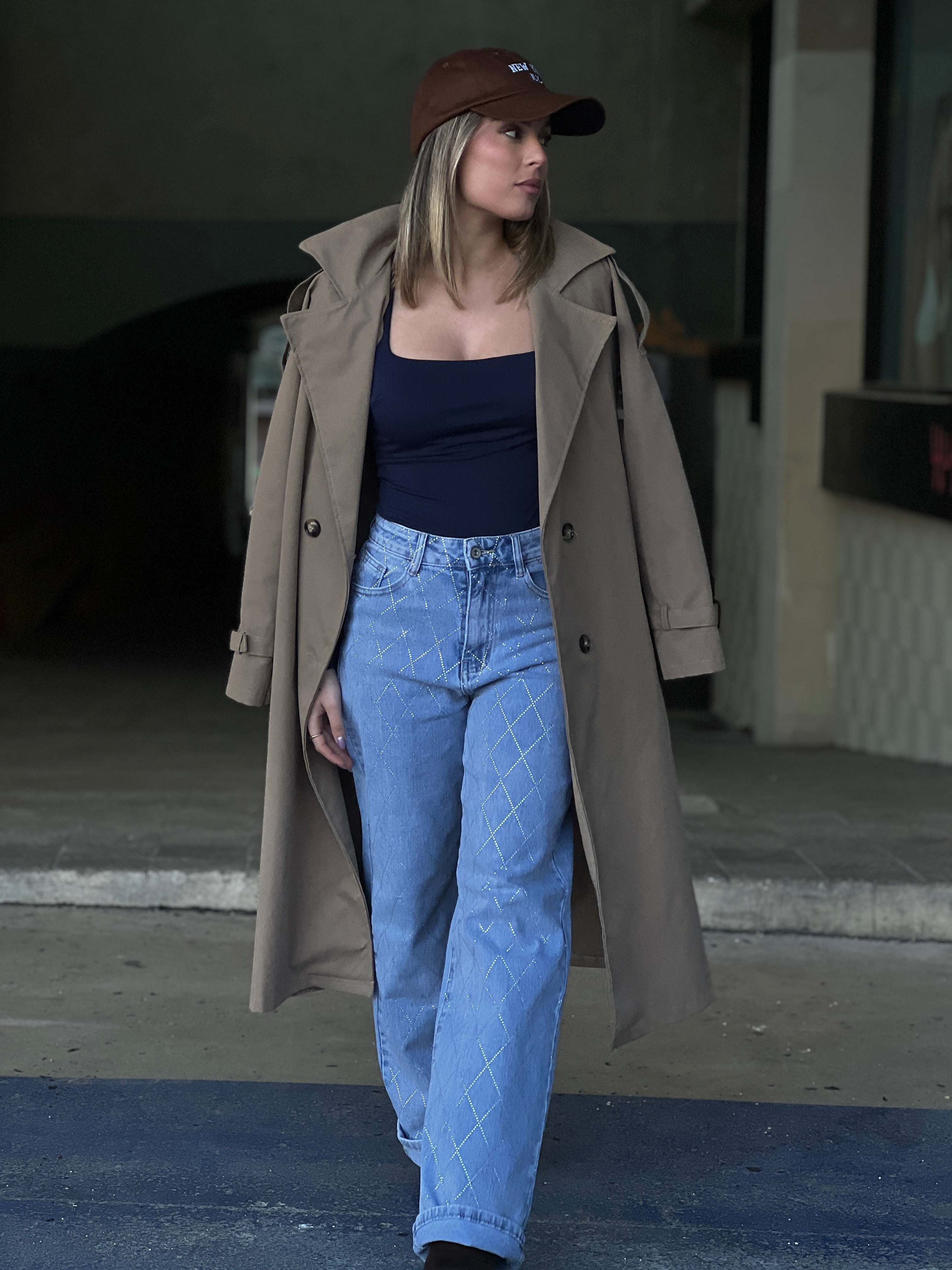 Gabardina trench larga