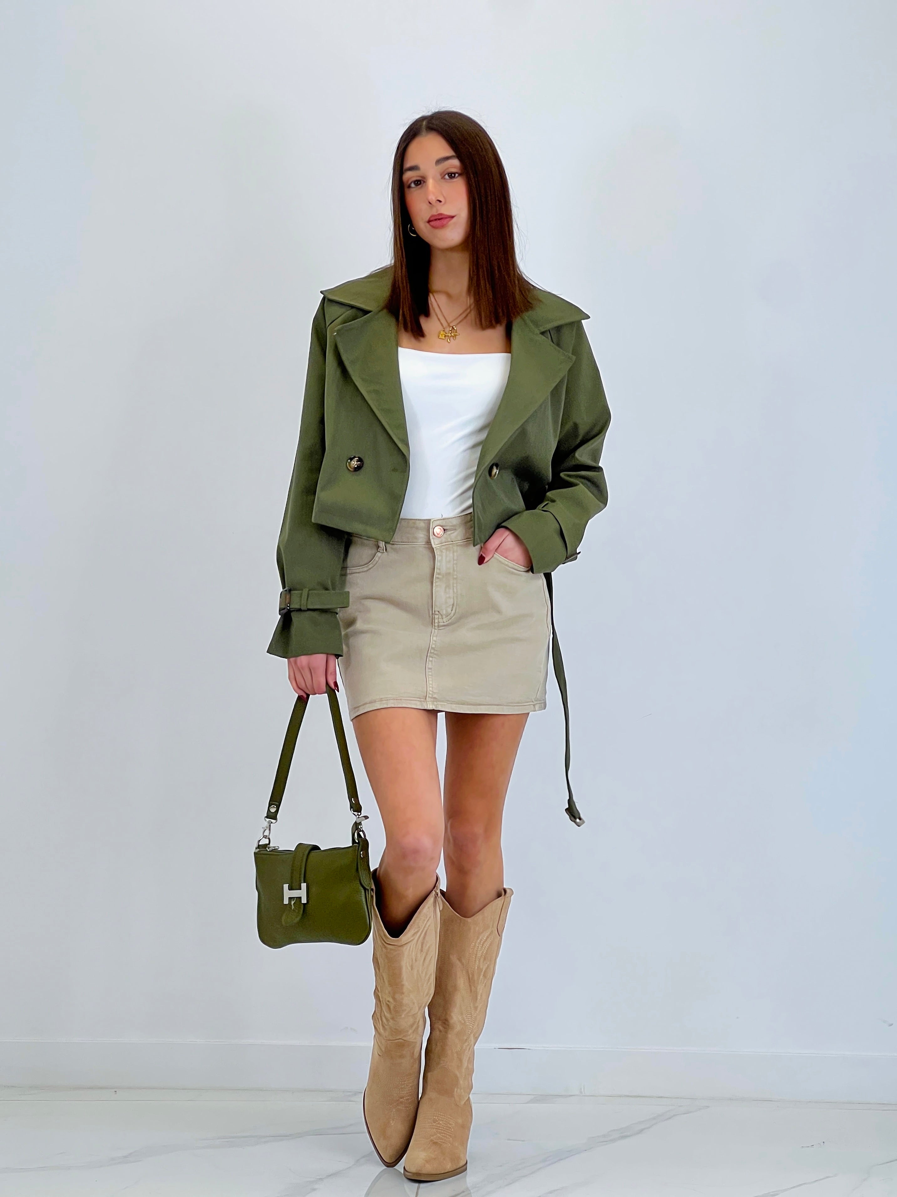 Falda denim mini color