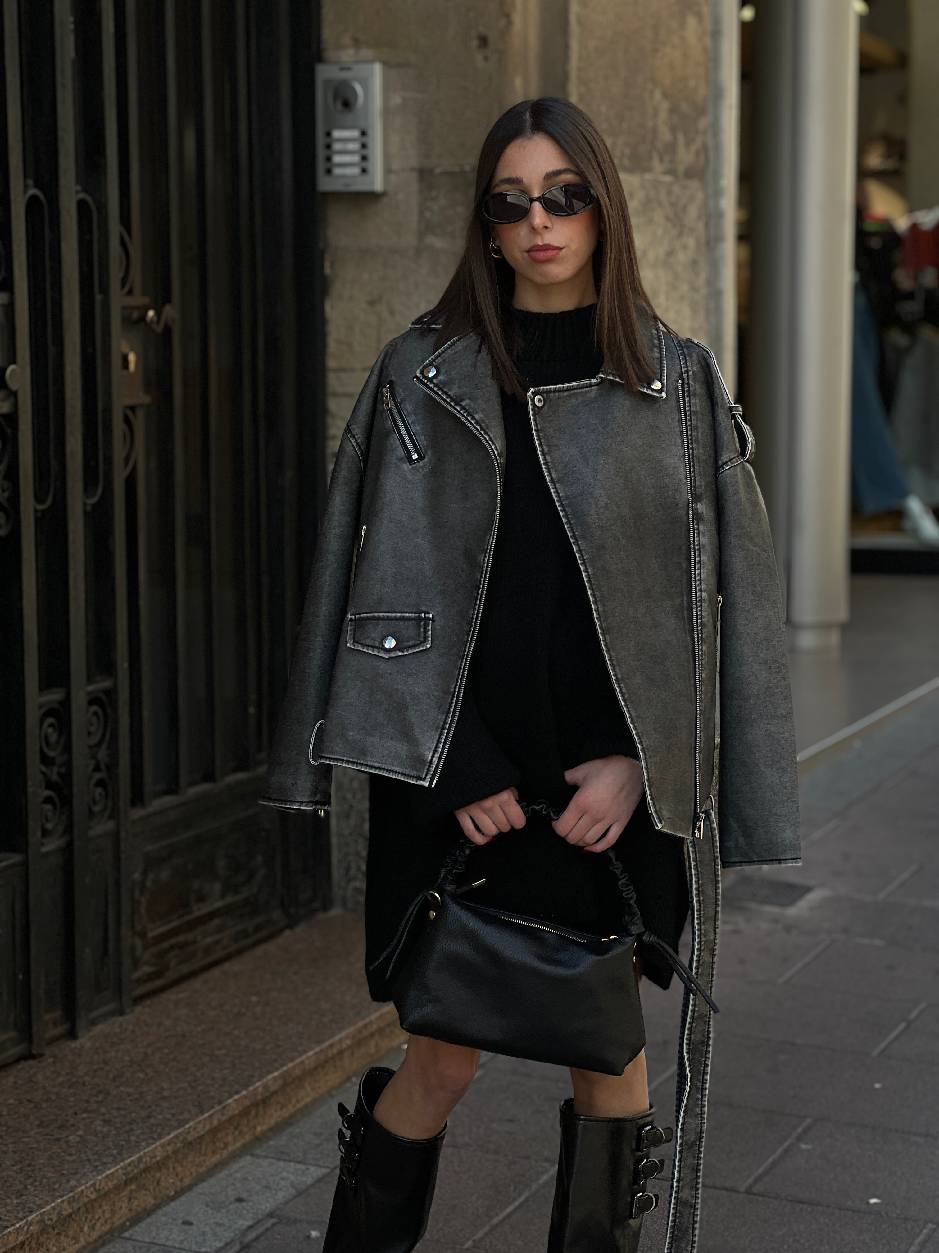 Oversized biker jacket