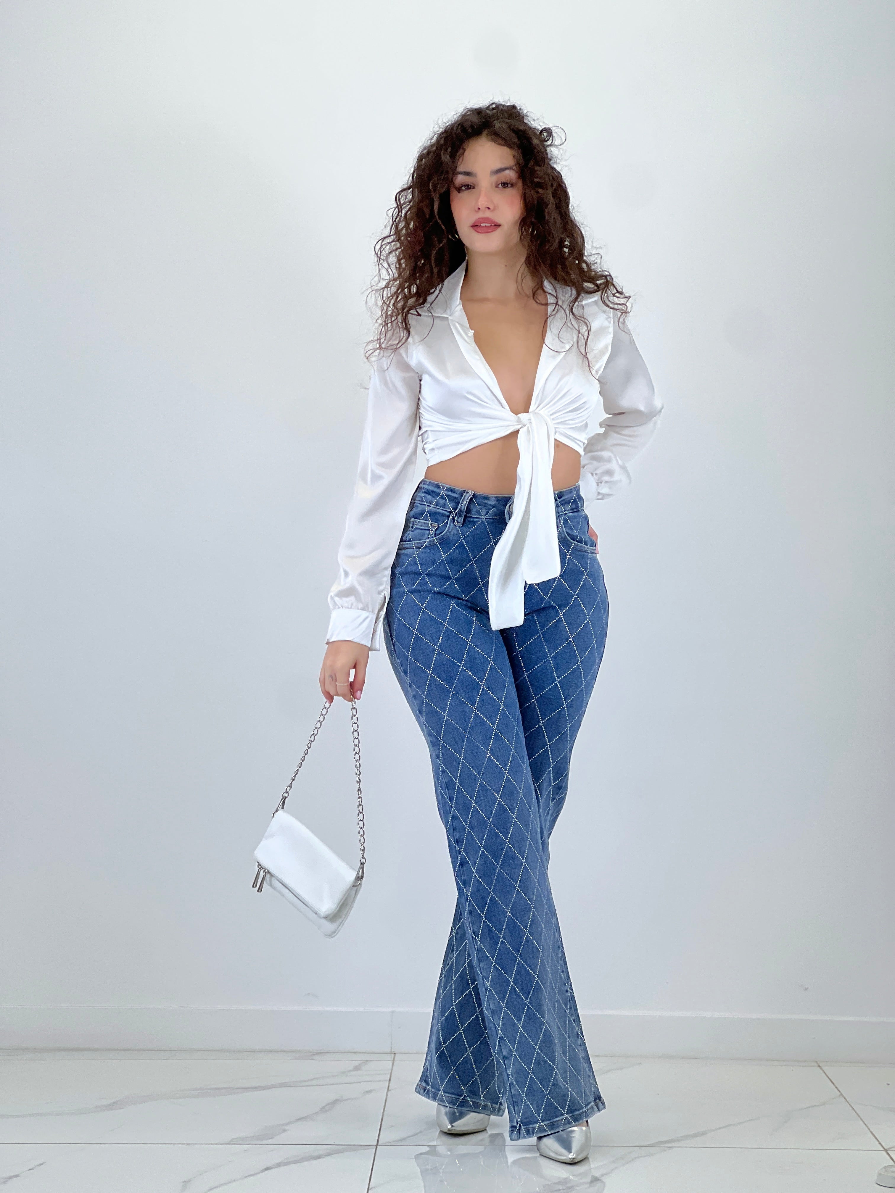 Jeans Rectos rombos Strass