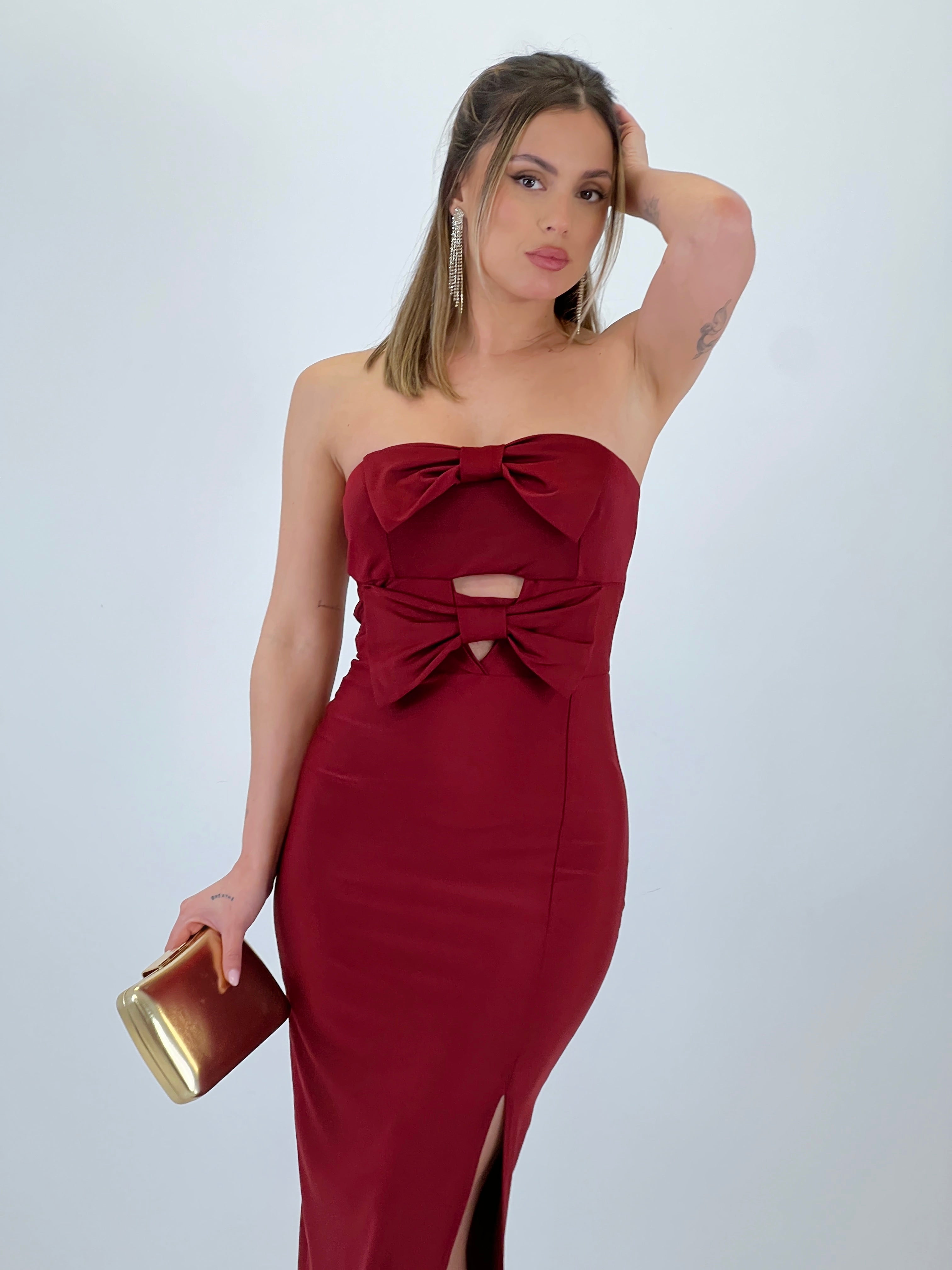 Sweet bow neckline dress