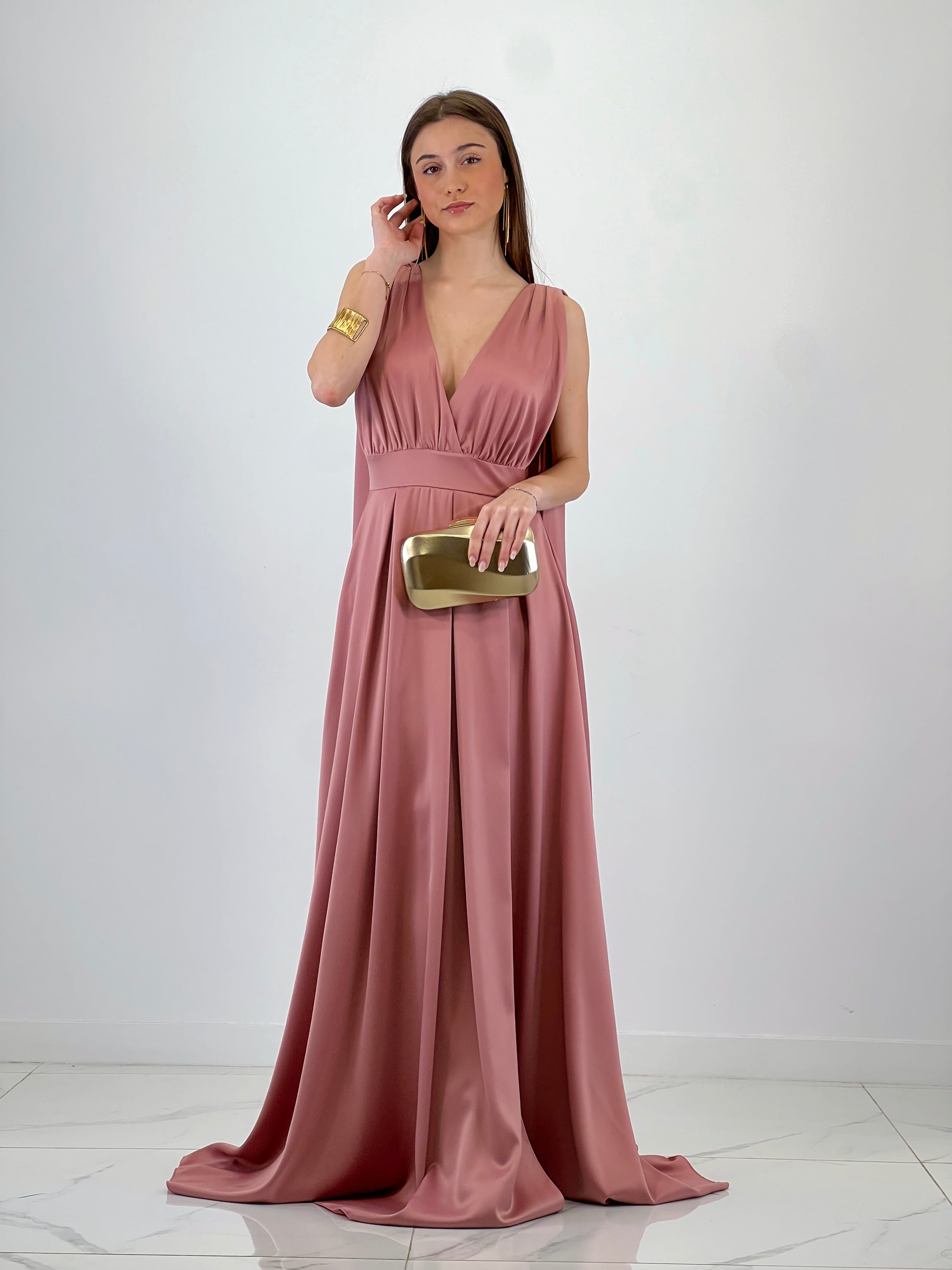 Vestido capa espalda cruzada Jena