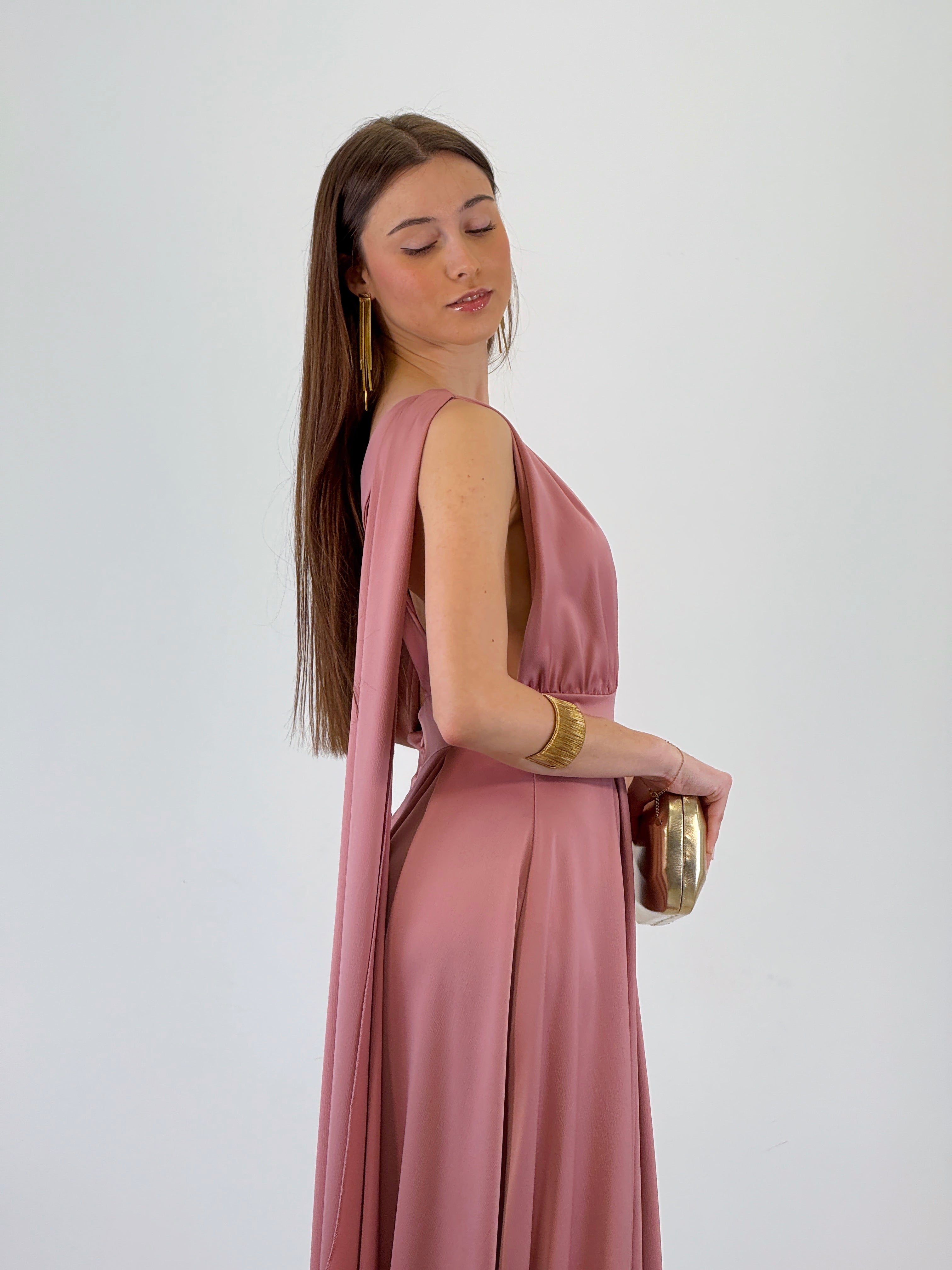 Vestido capa espalda cruzada Jena