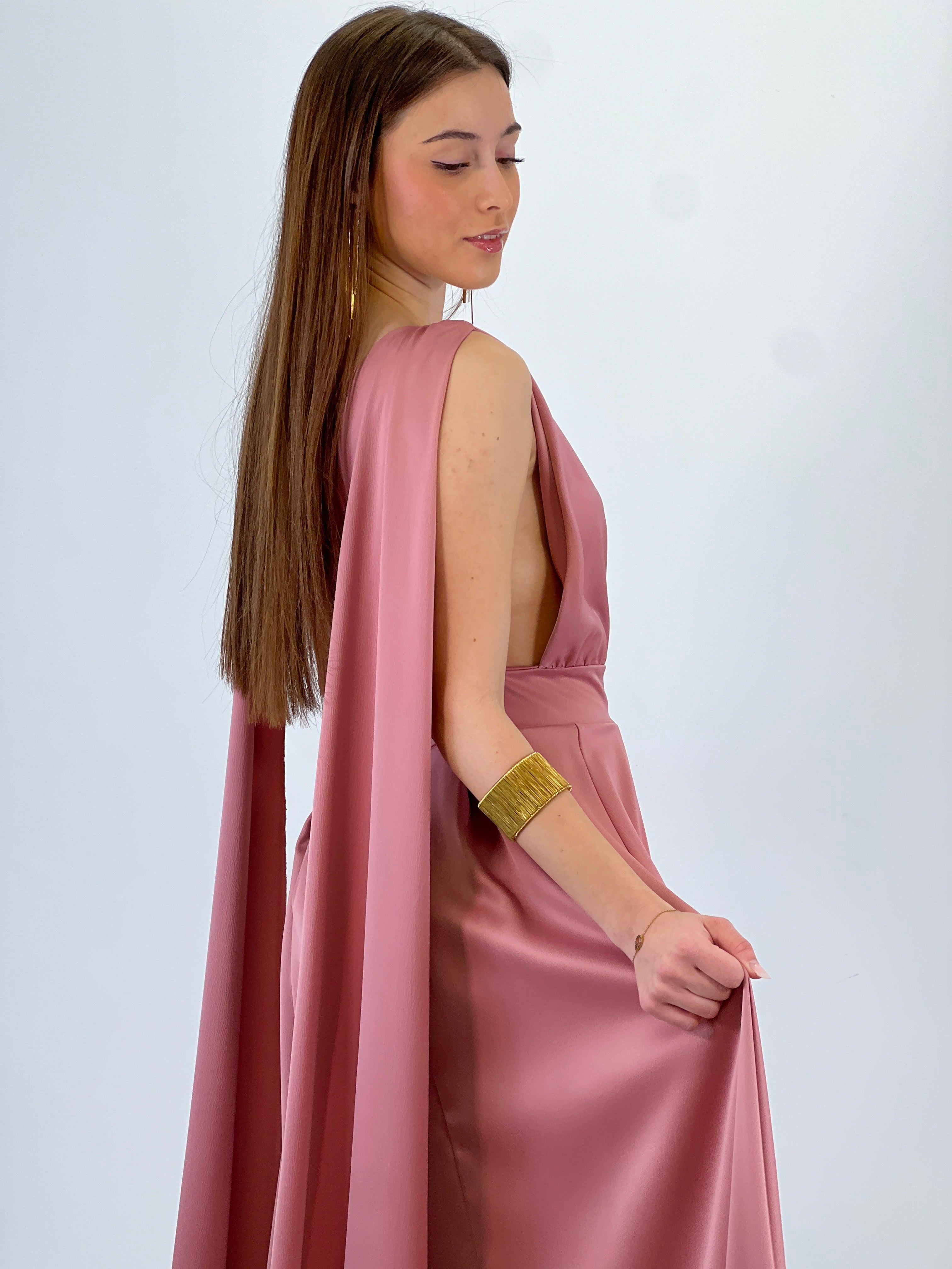 Vestido capa espalda cruzada Jena