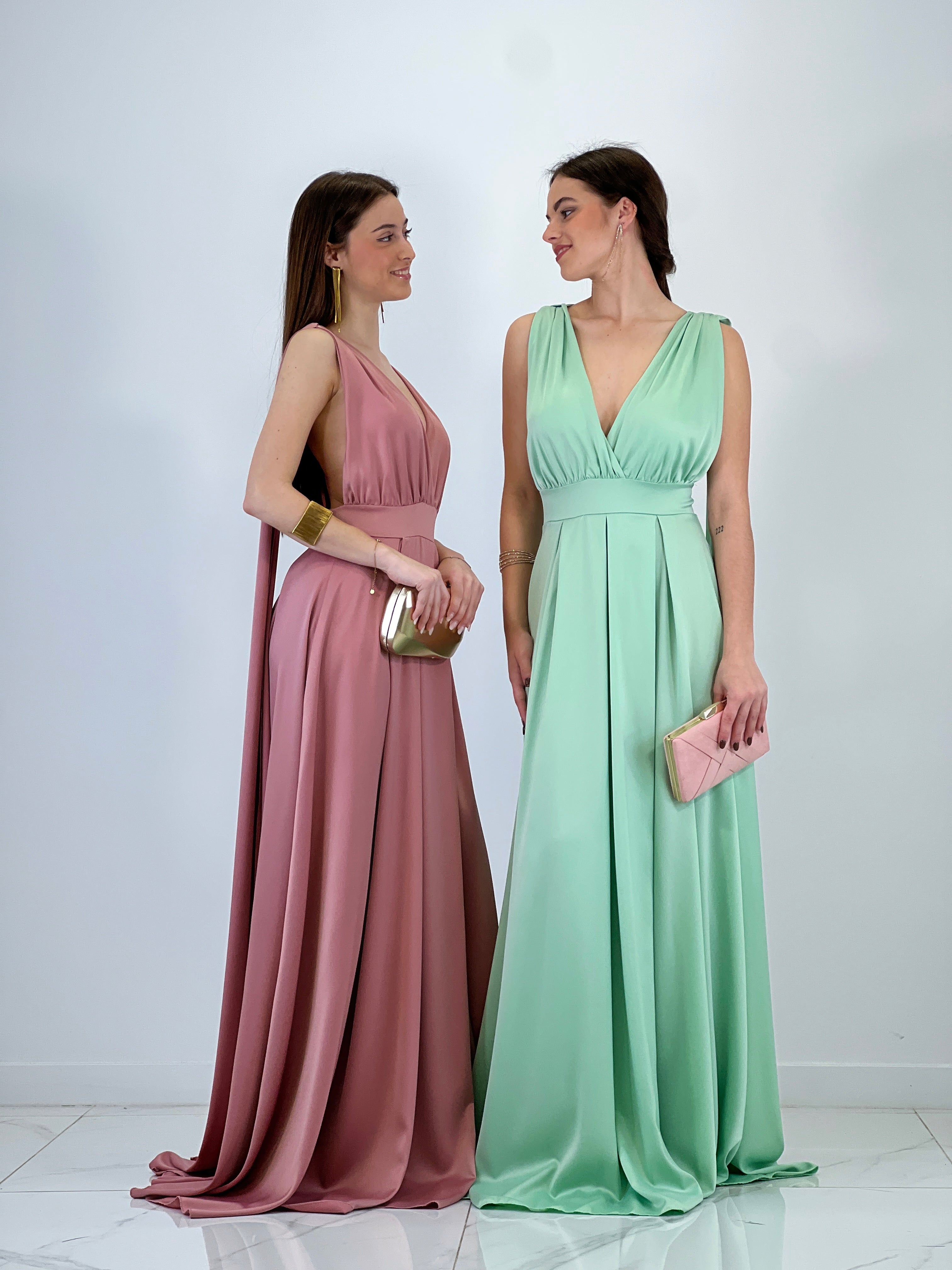 Vestido capa espalda cruzada Jena