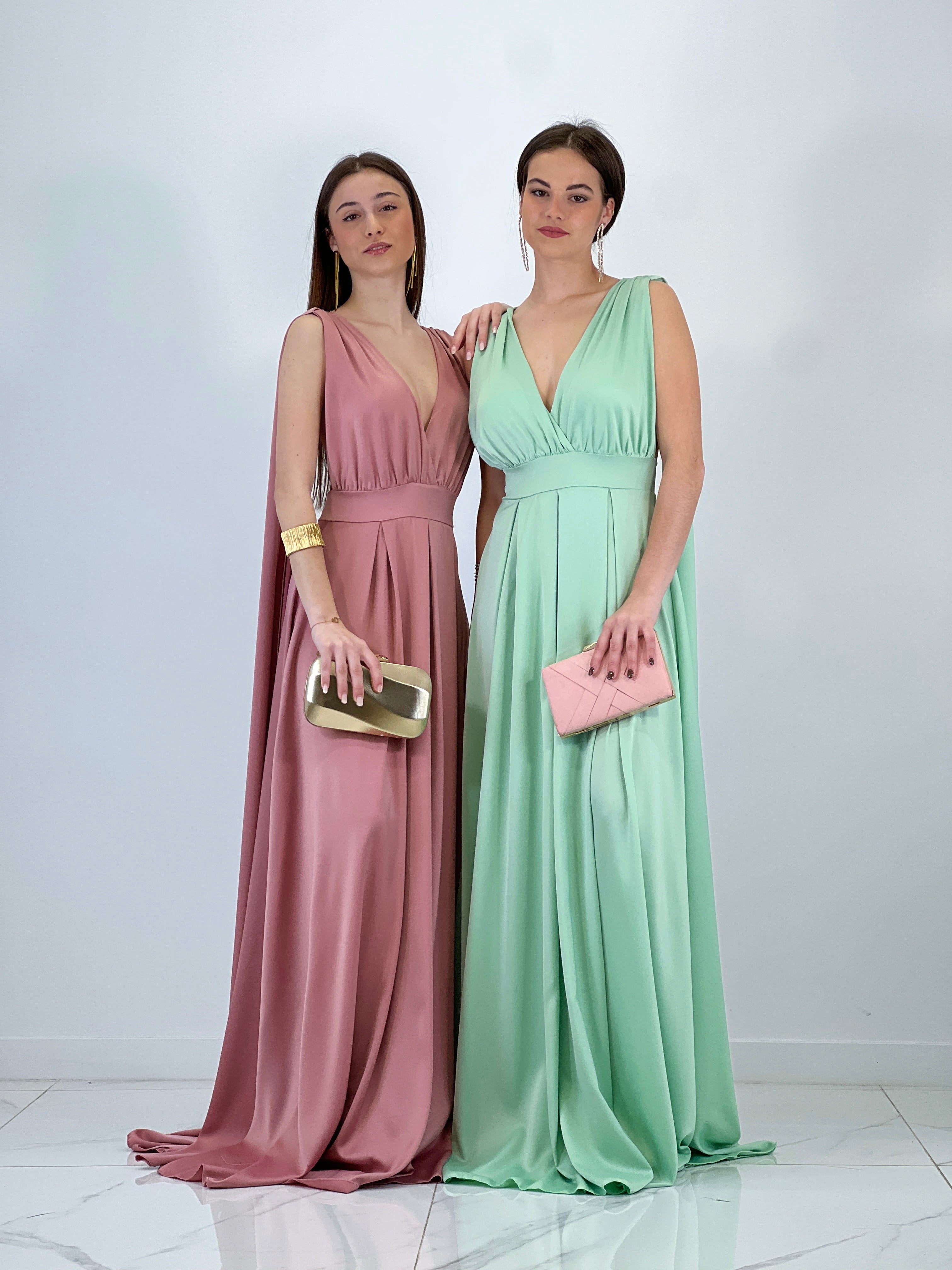 Vestido capa espalda cruzada Jena