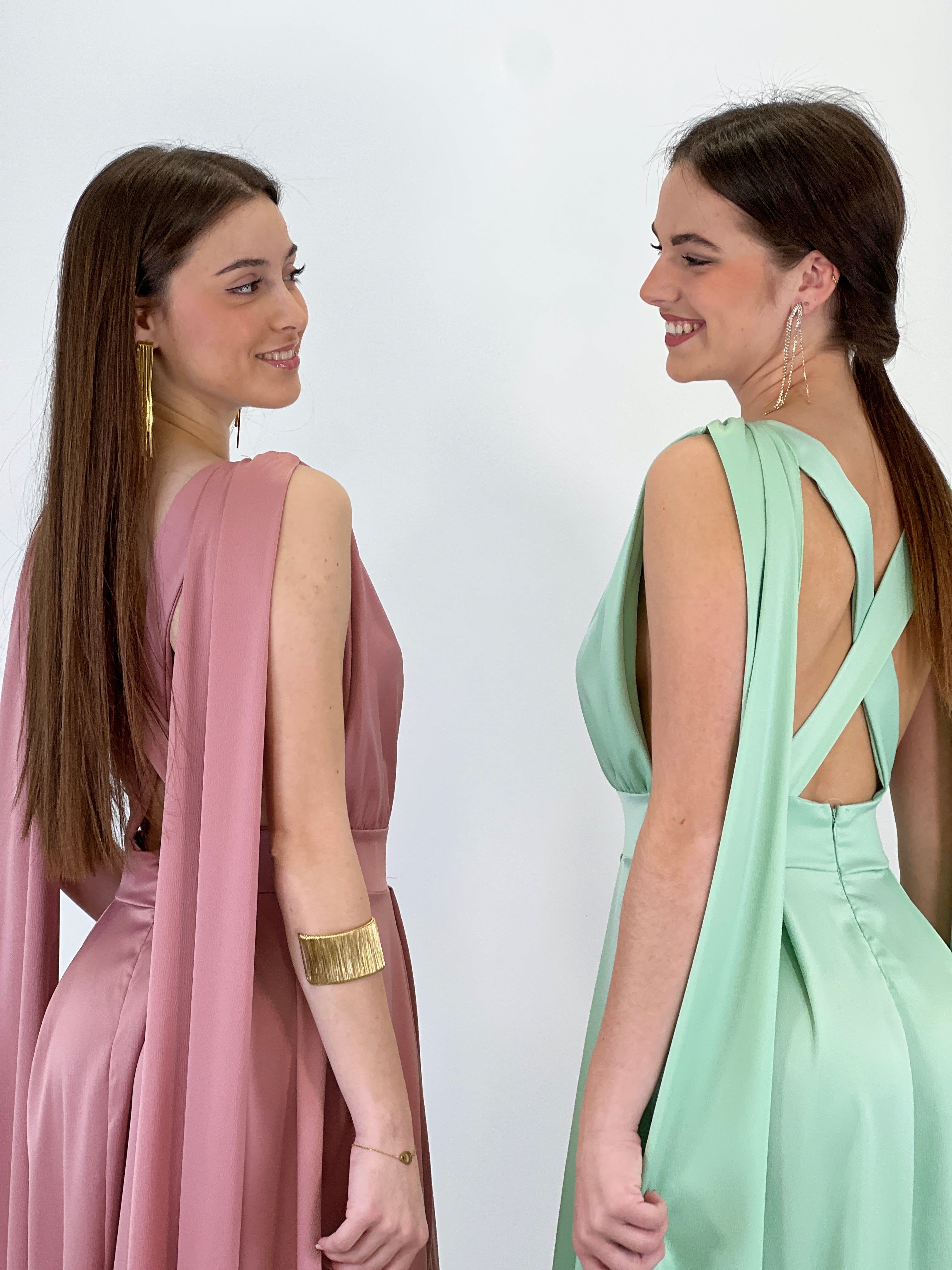 Vestido capa espalda cruzada Jena