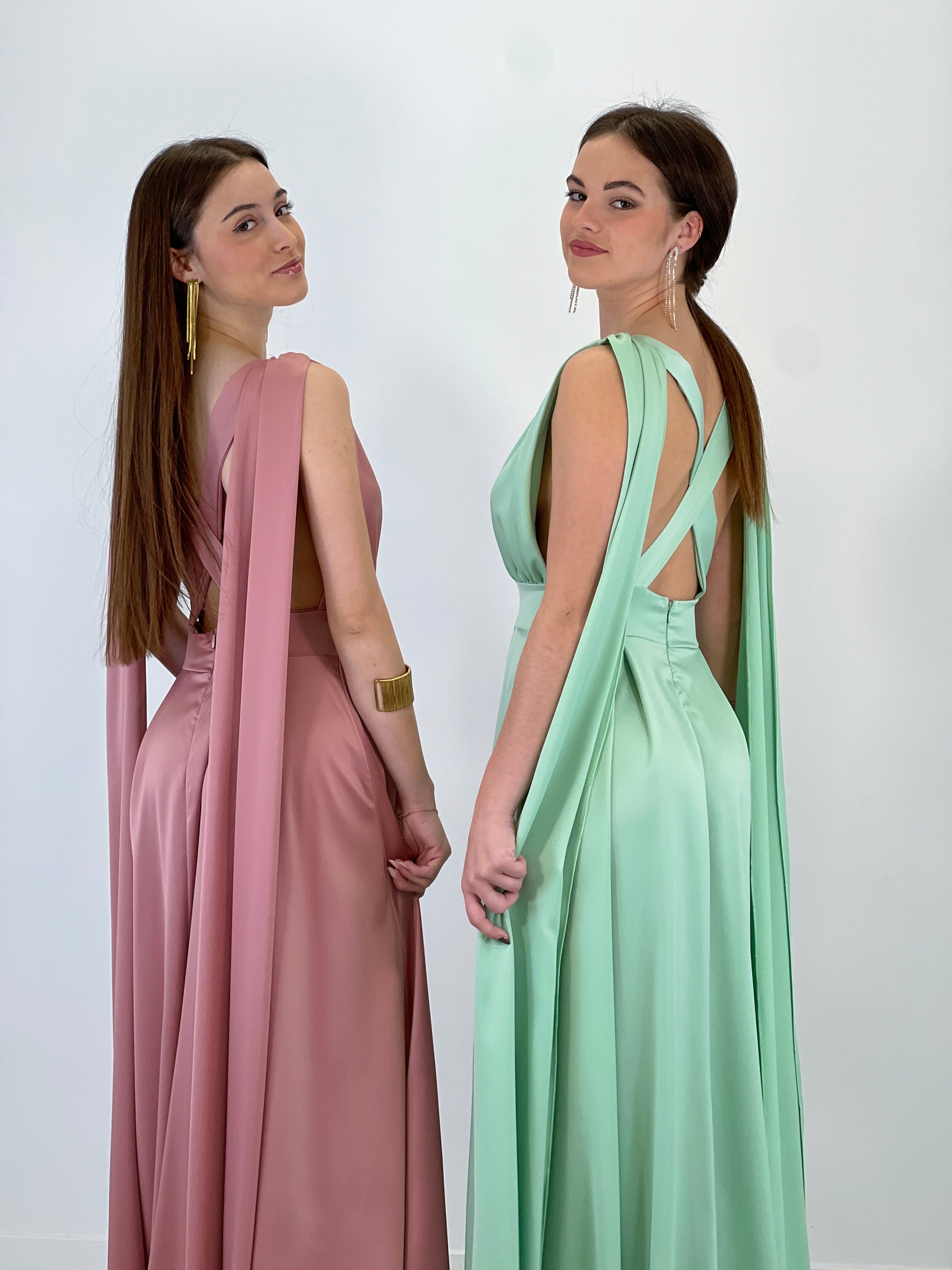 Vestido capa espalda cruzada Jena