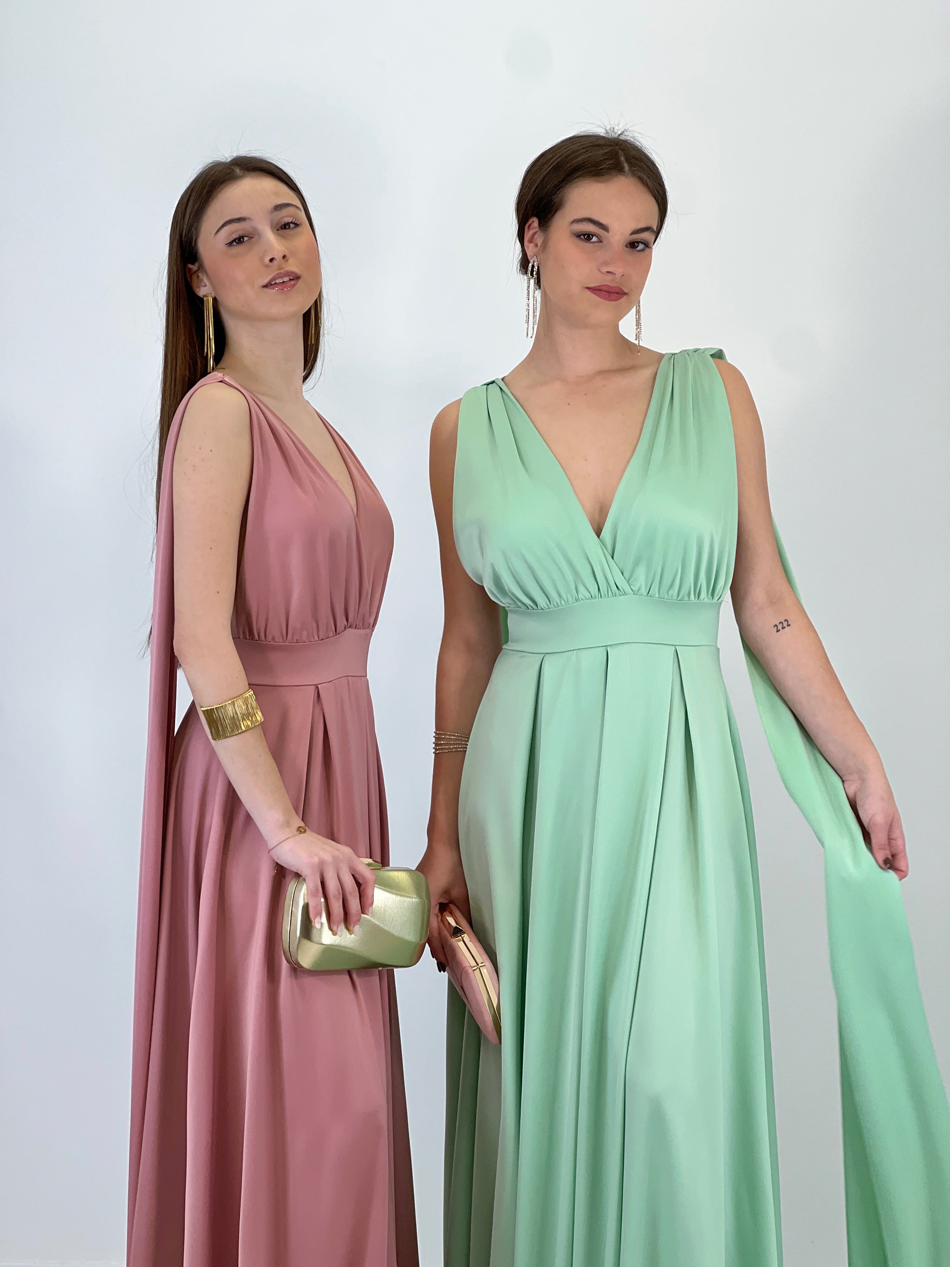 Vestido capa espalda cruzada Jena