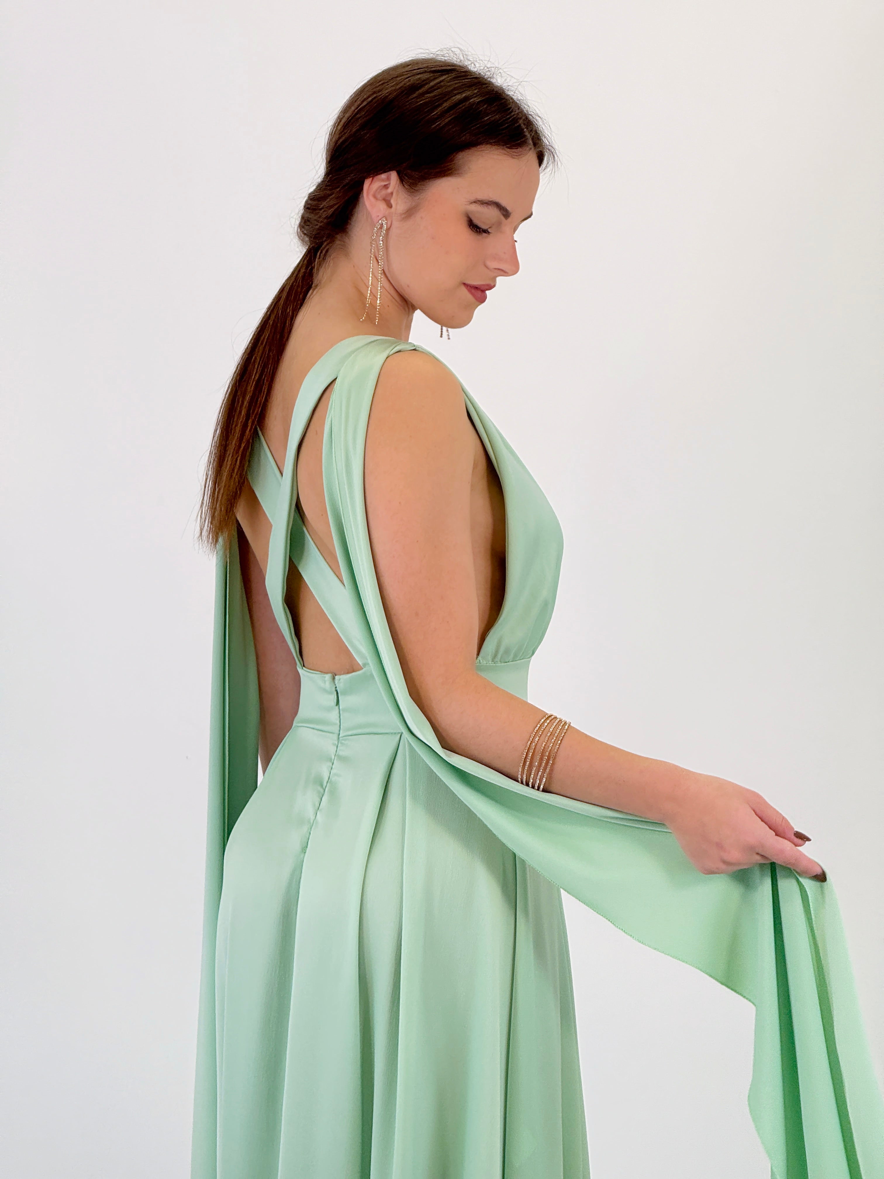 Vestido capa espalda cruzada Jena