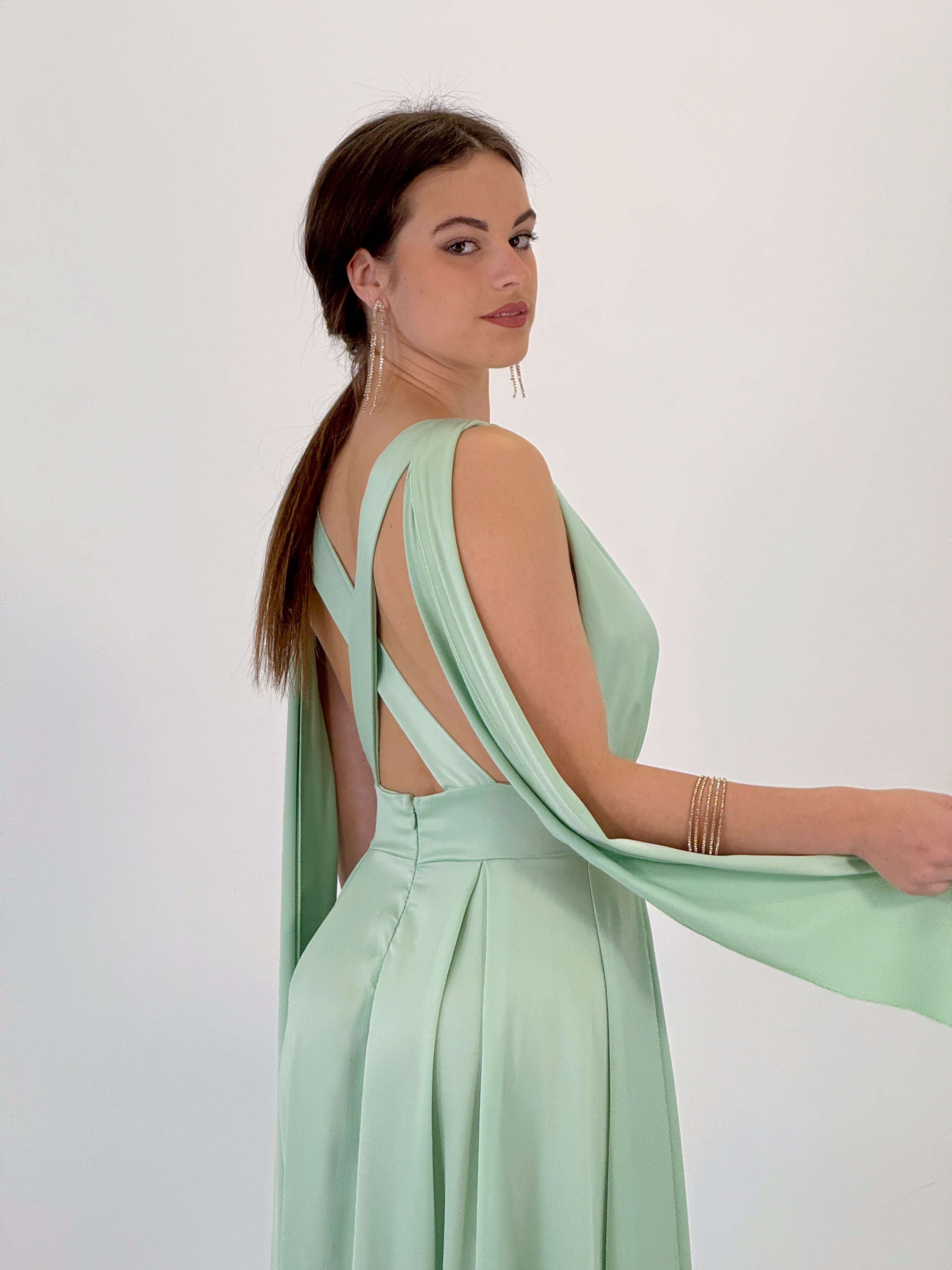 Vestido capa espalda cruzada Jena