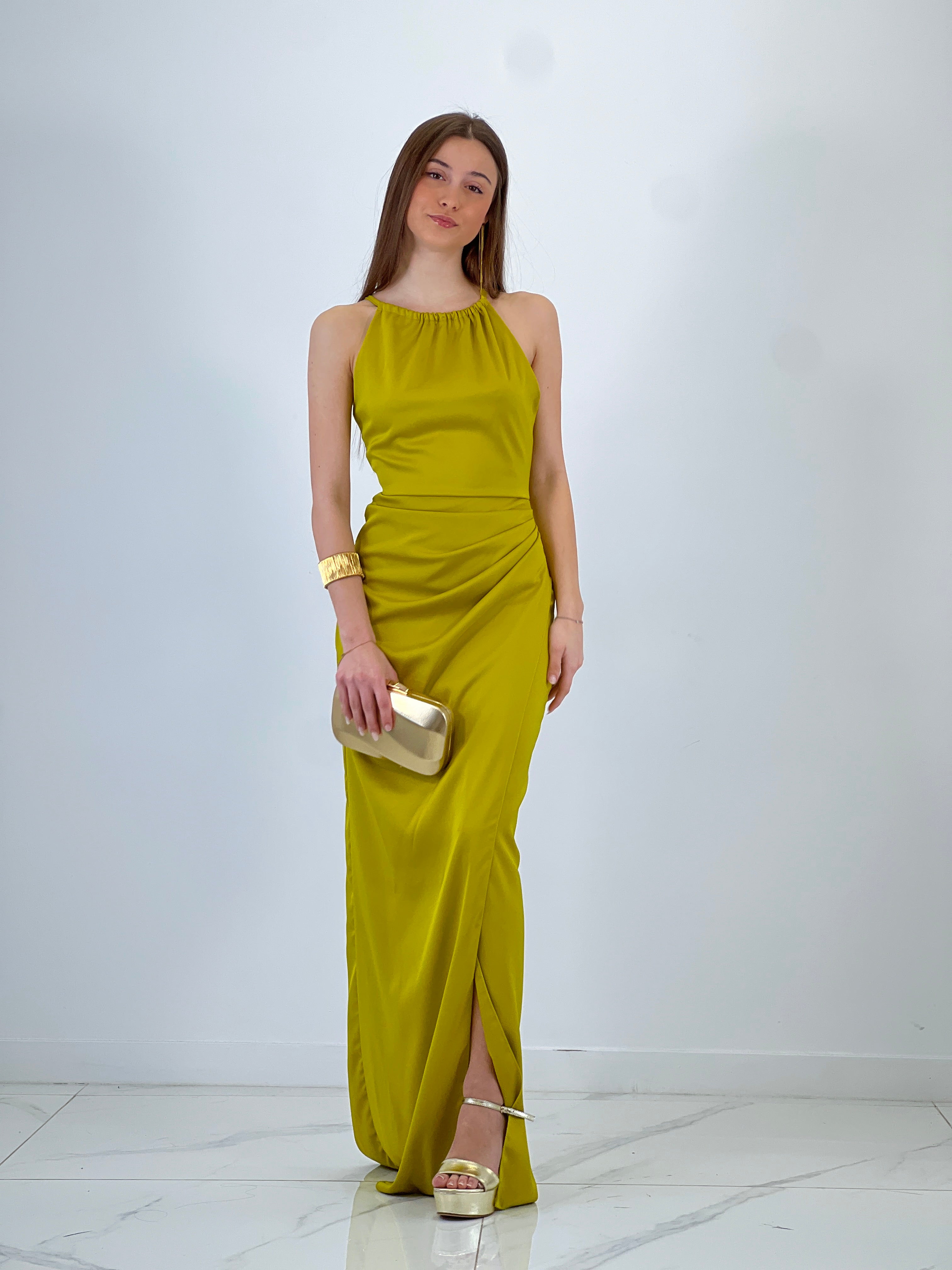 Vestido raso halter Gala