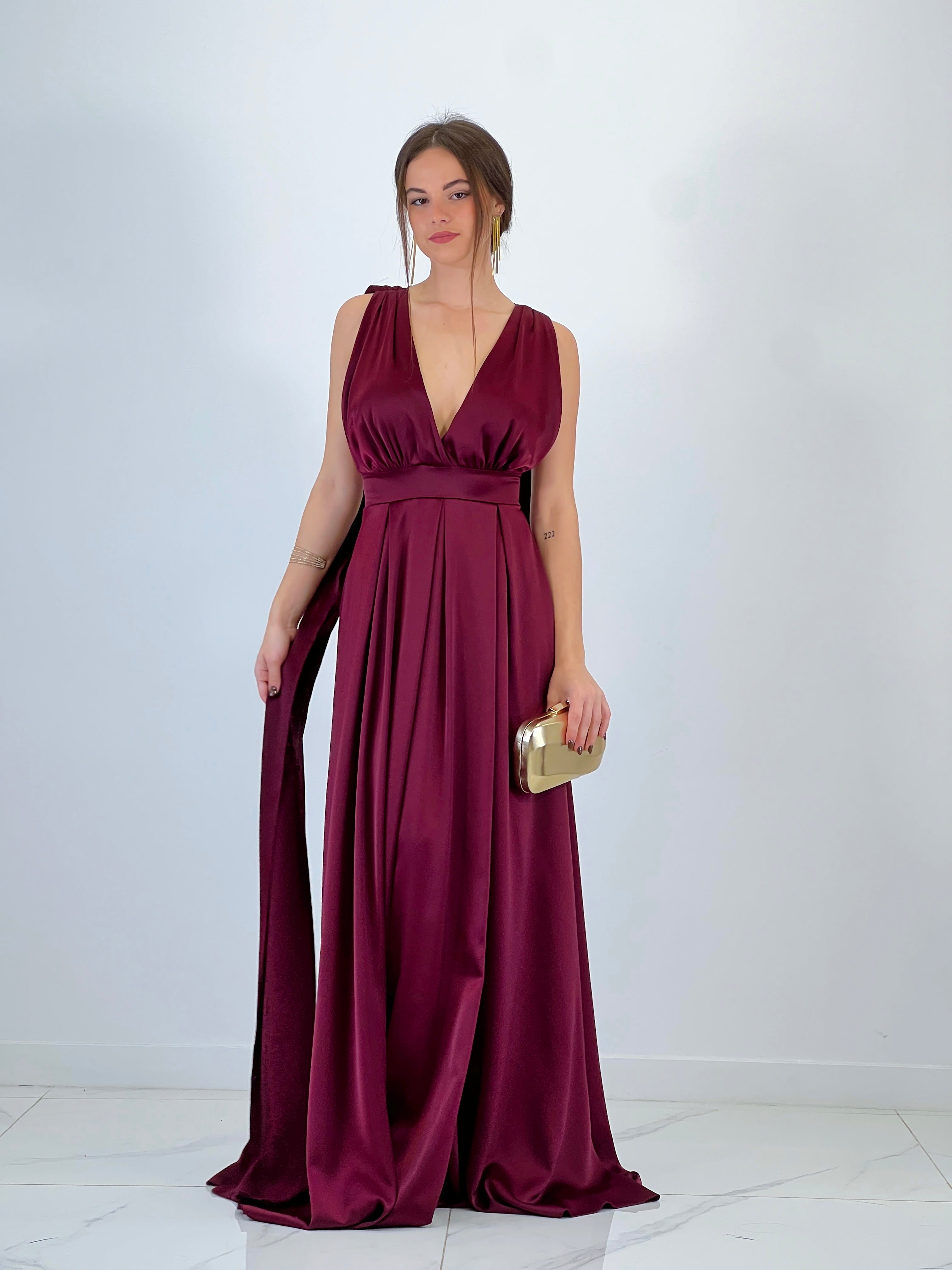 Vestido capa espalda cruzada Jena